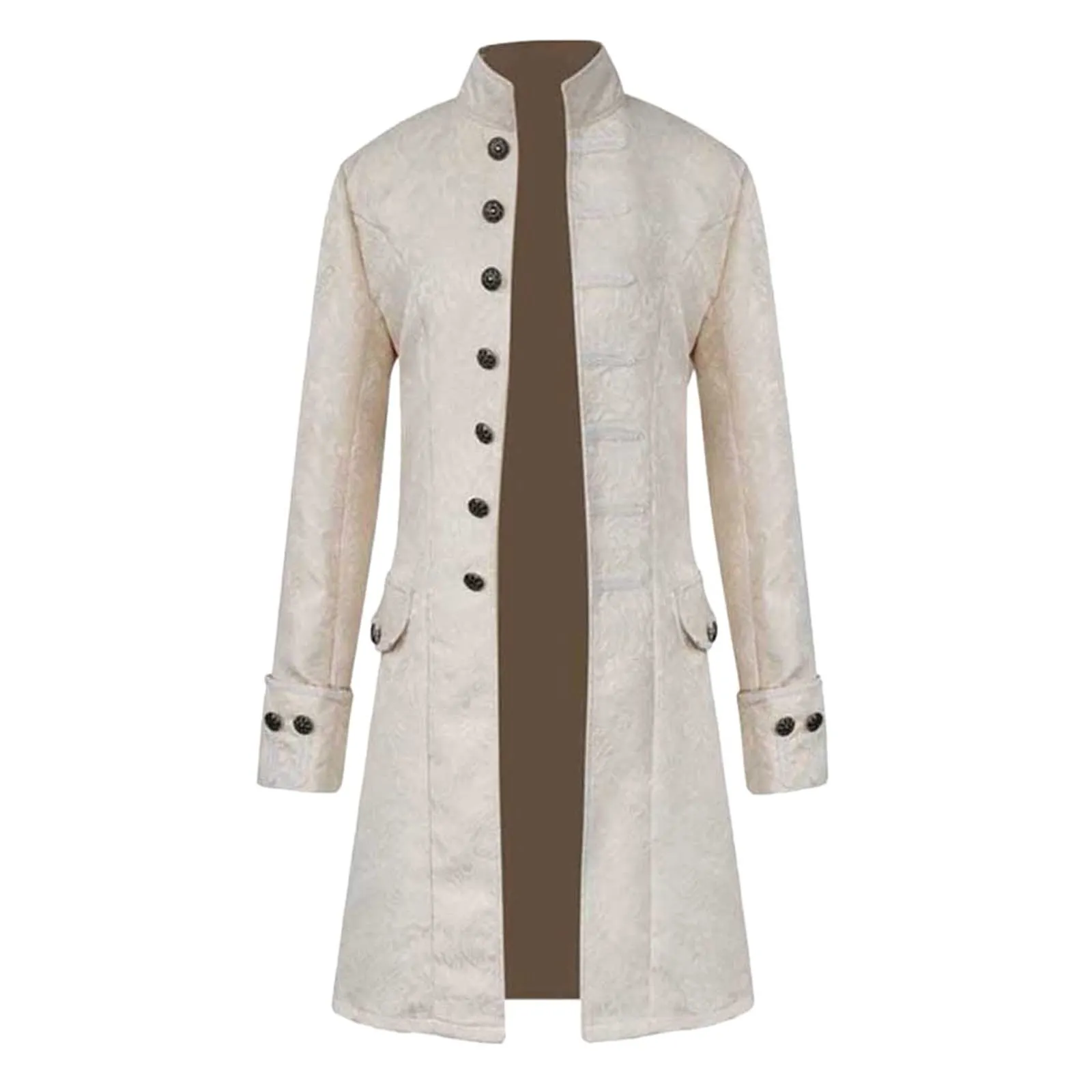 Duohropke Giacca da uomo vittoriana stile steampunk e gotico, bianco - immagine 1