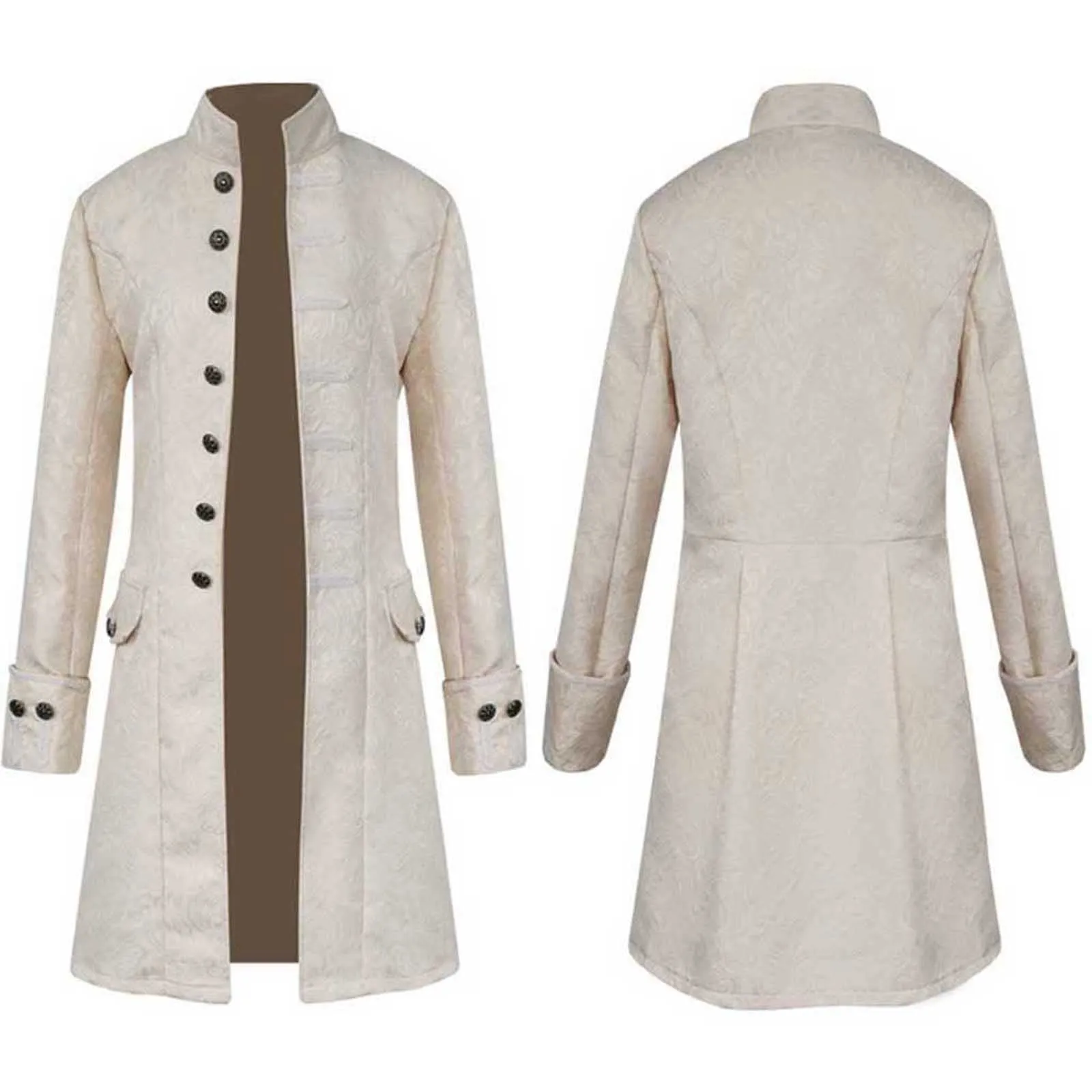 Duohropke Giacca da Uomo Vittoriana Steampunk in Stile Gotico, Bianco, XXL - immagine 2