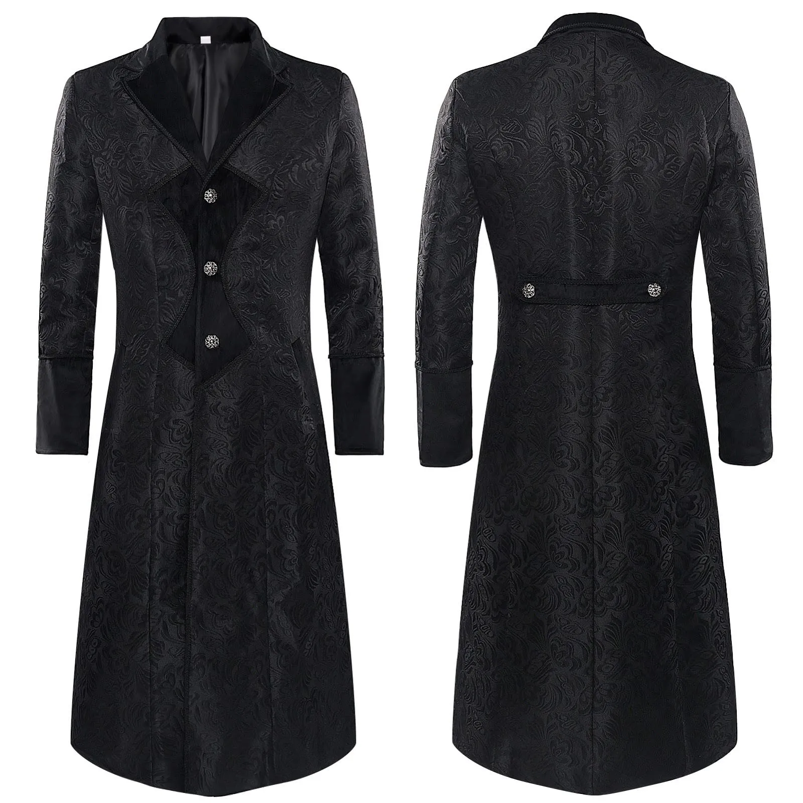 Duohropke Giacca da Uomo Vittoriana Steampunk Gotica, Nero, L - immagine 2