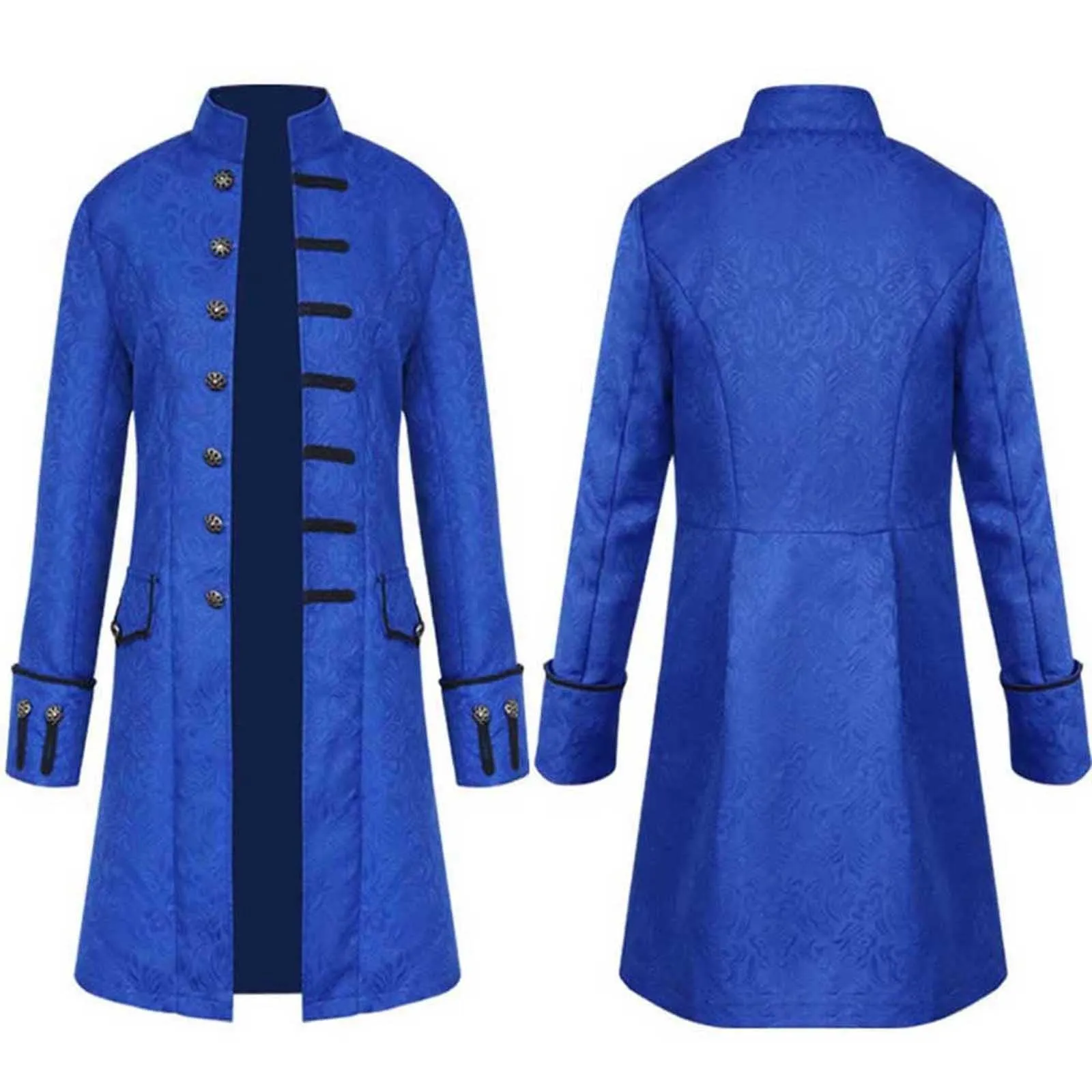 Duohropke Giacca da Uomo Vittoriana Steampunk Vintage, Blu, M - immagine 2