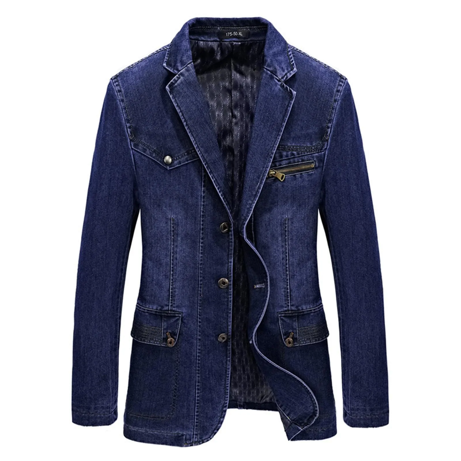 Giacca Jeans Uomo Nera in Denim di Cotone Slim Fit per Mezza Stagione - immagine 3