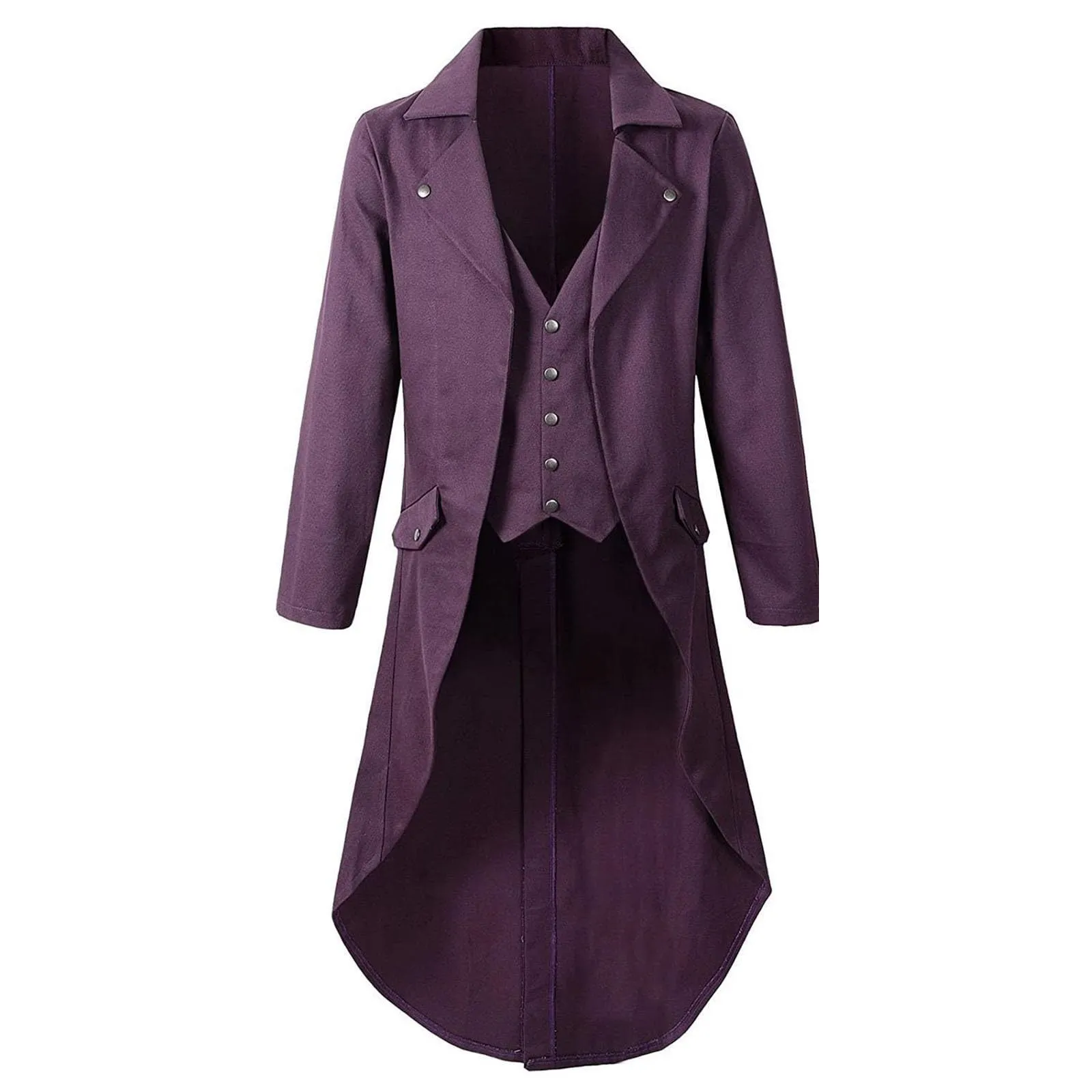 Duohropke Giacca da Uomo Vittoriana Steampunk Gotica, Viola, 3XL - immagine 1