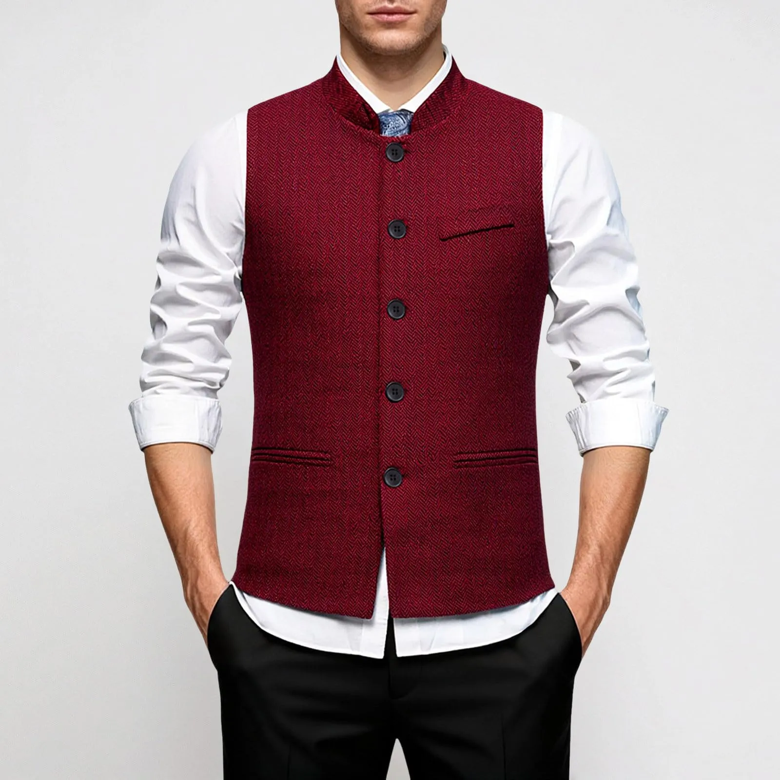 Generisch Gilet da uomo Slim Fit rosso XL - immagine 2