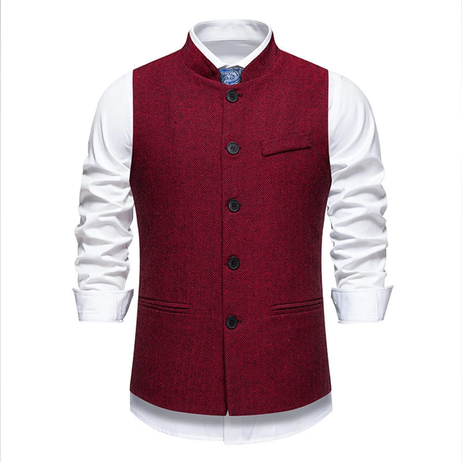 Generisch Gilet da uomo slim fit, rosso, XXL - immagine 4