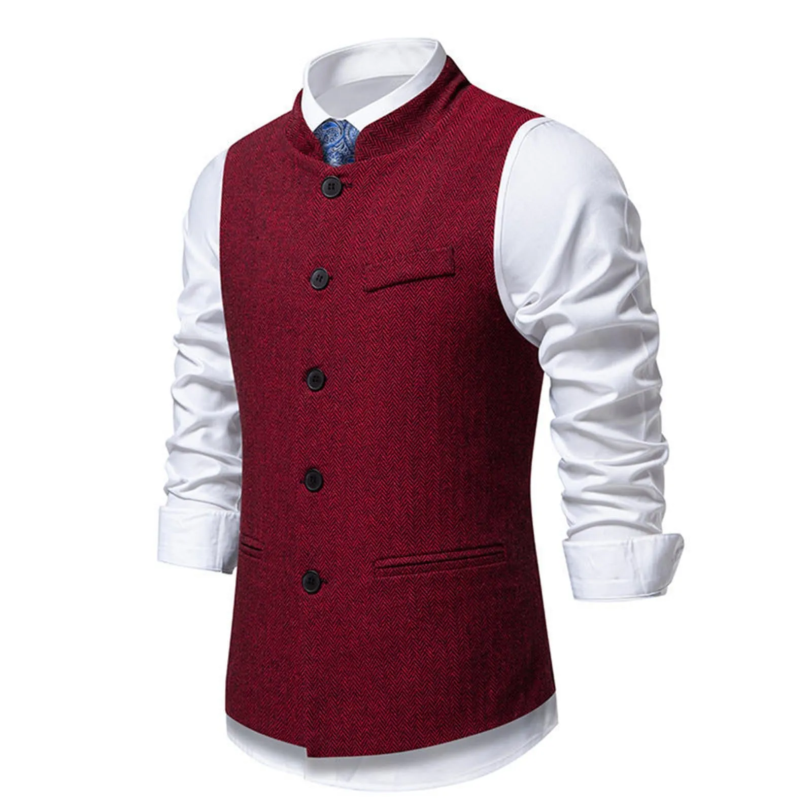 Generisch Gilet da uomo slim fit, rosso, XXL - immagine 5