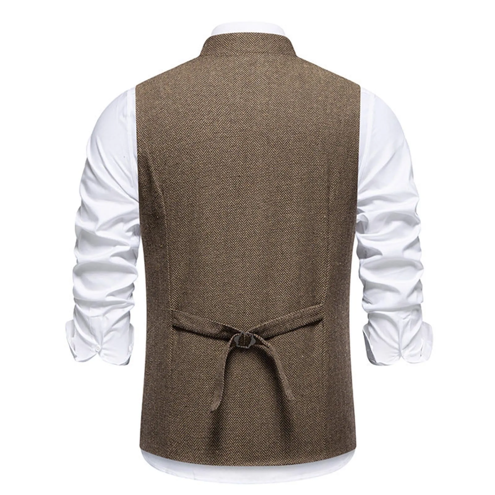 Generisch Gilet da uomo Slim Fit, Tradizionale, Caffè, XXL - immagine 6