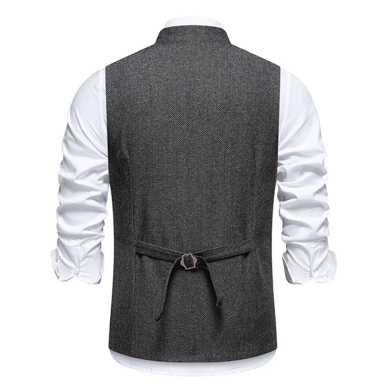 Generisch Gilet da uomo slim fit con colletto alto, grigio, XL - immagine 6