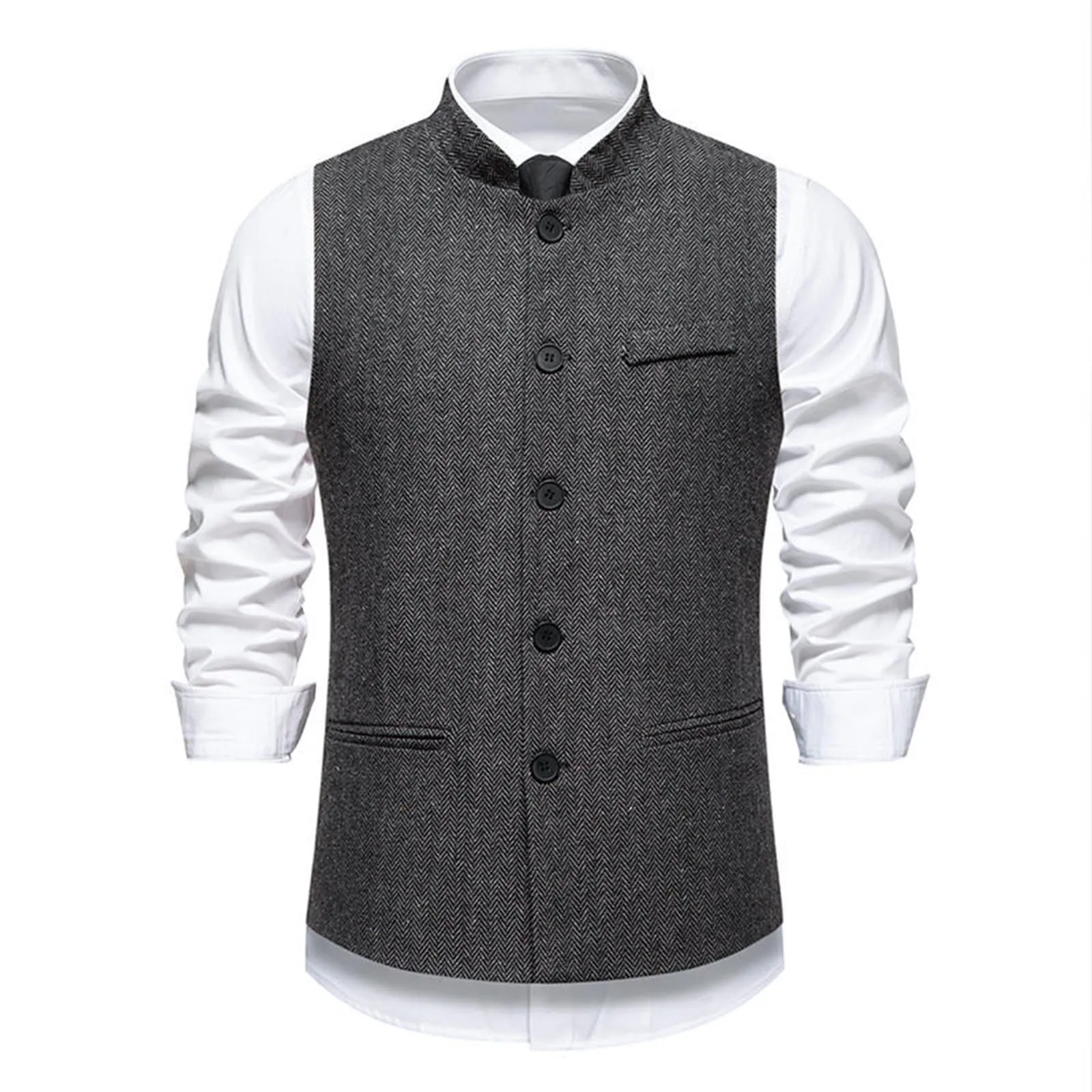 Generisch Gilet da uomo slim fit grigio, M - immagine 4