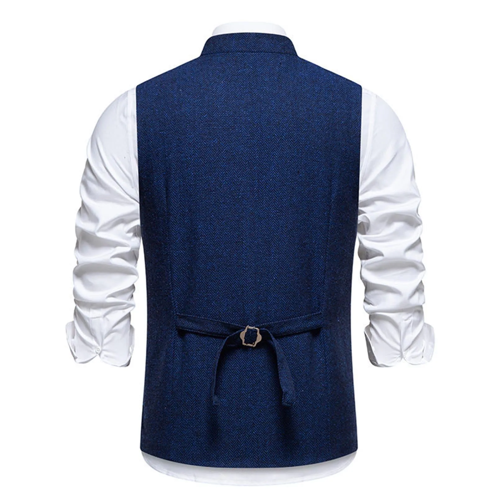 Generisch Gilet da Uomo Slim Fit Tradizionale Blu Mare, L - immagine 6