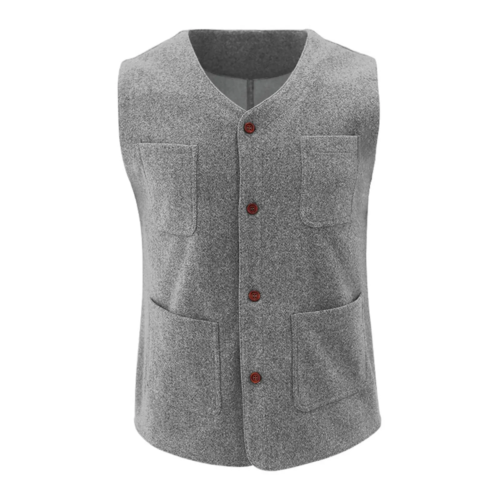 Generisch Gilet da uomo con colletto alto, slim fit, grigio chiaro, L - immagine 4