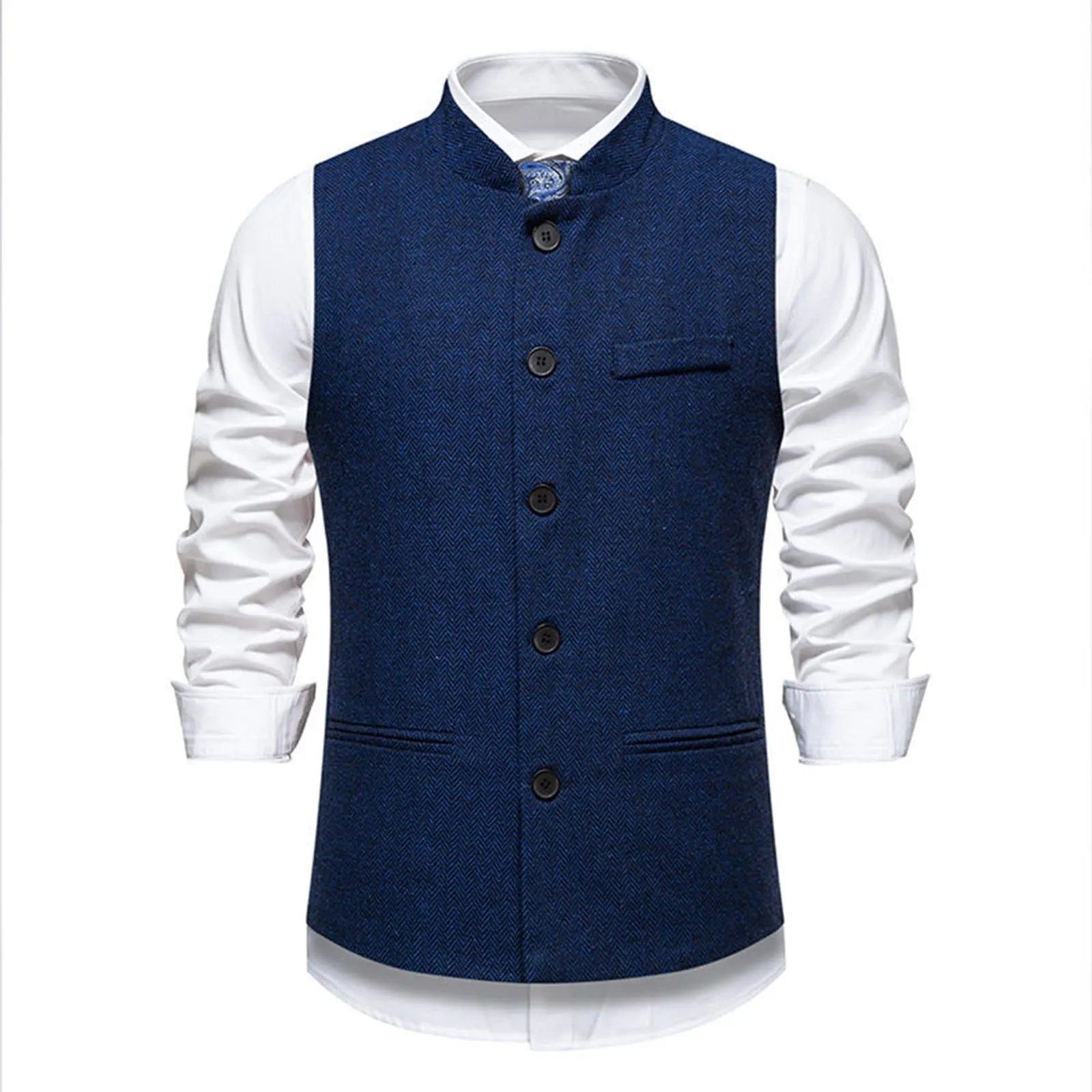 Generisch Gilet da uomo slim fit, Blu mare, S - immagine 4