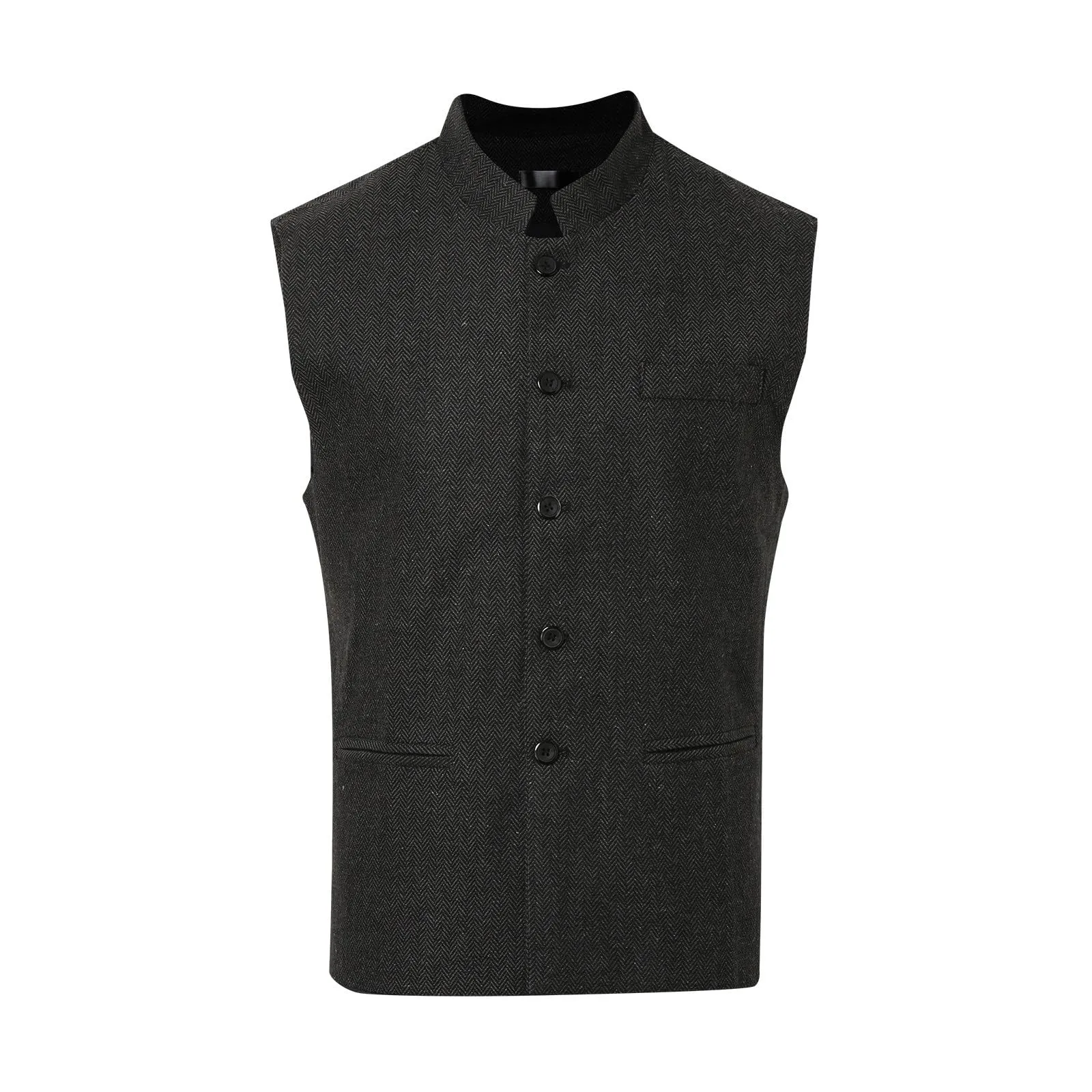 Generisch Gilet da uomo slim fit con colletto alto, X01 nero, L - immagine 3