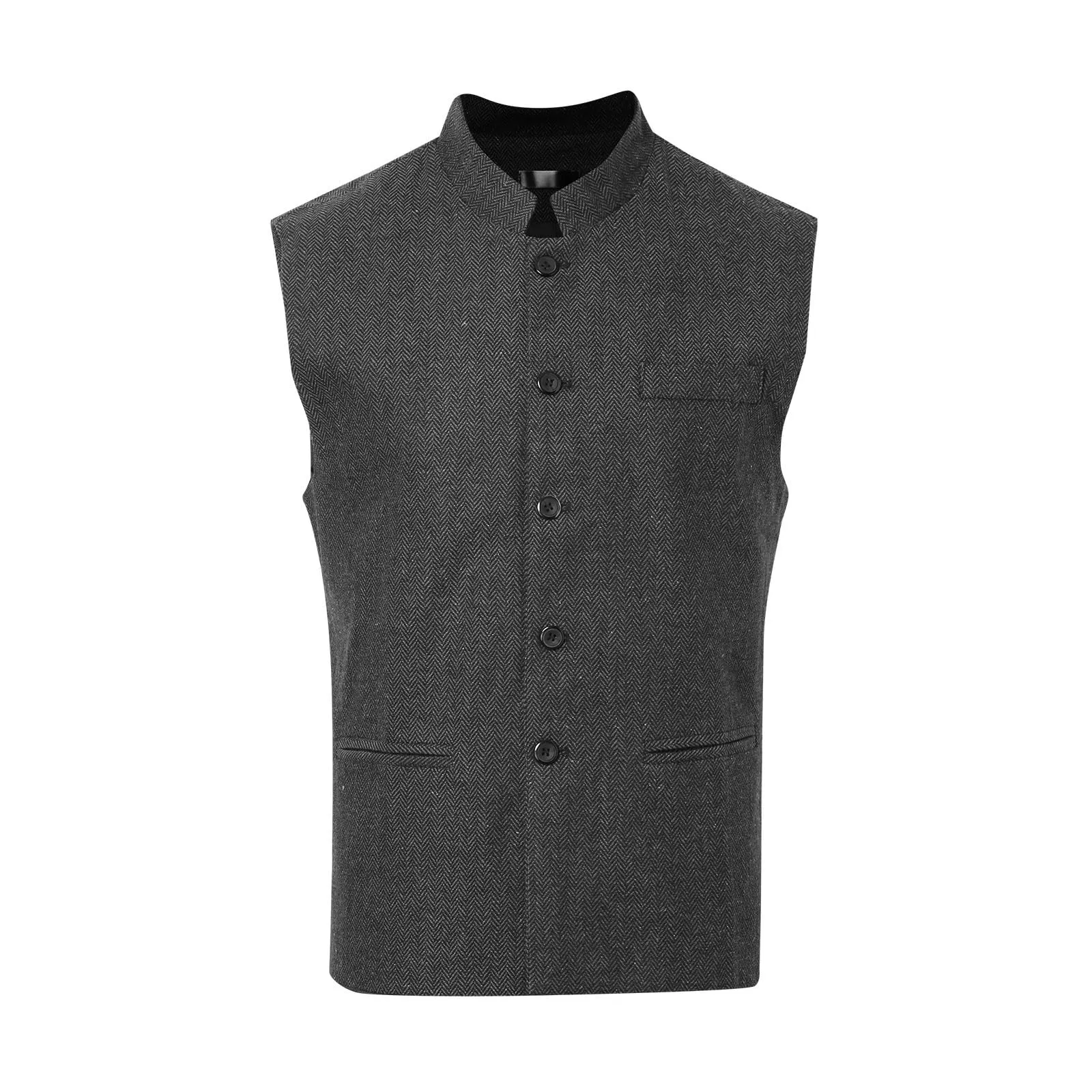 Generisch Gilet da uomo slim fit con colletto alto, X01 grigio, 3XL - immagine 2