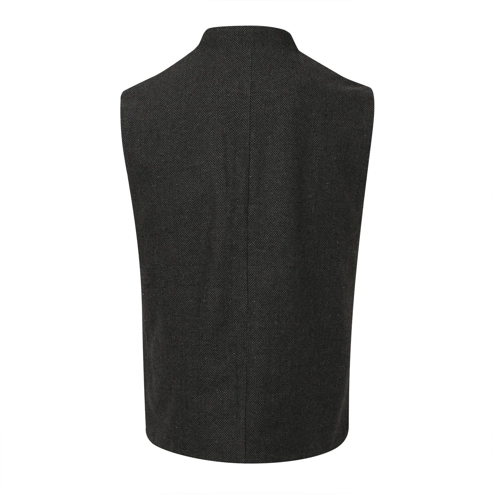 Generisch Gilet da Uomo Slim Fit con Colletto Alto, Tinta Unita, Nero X01, XL - immagine 2
