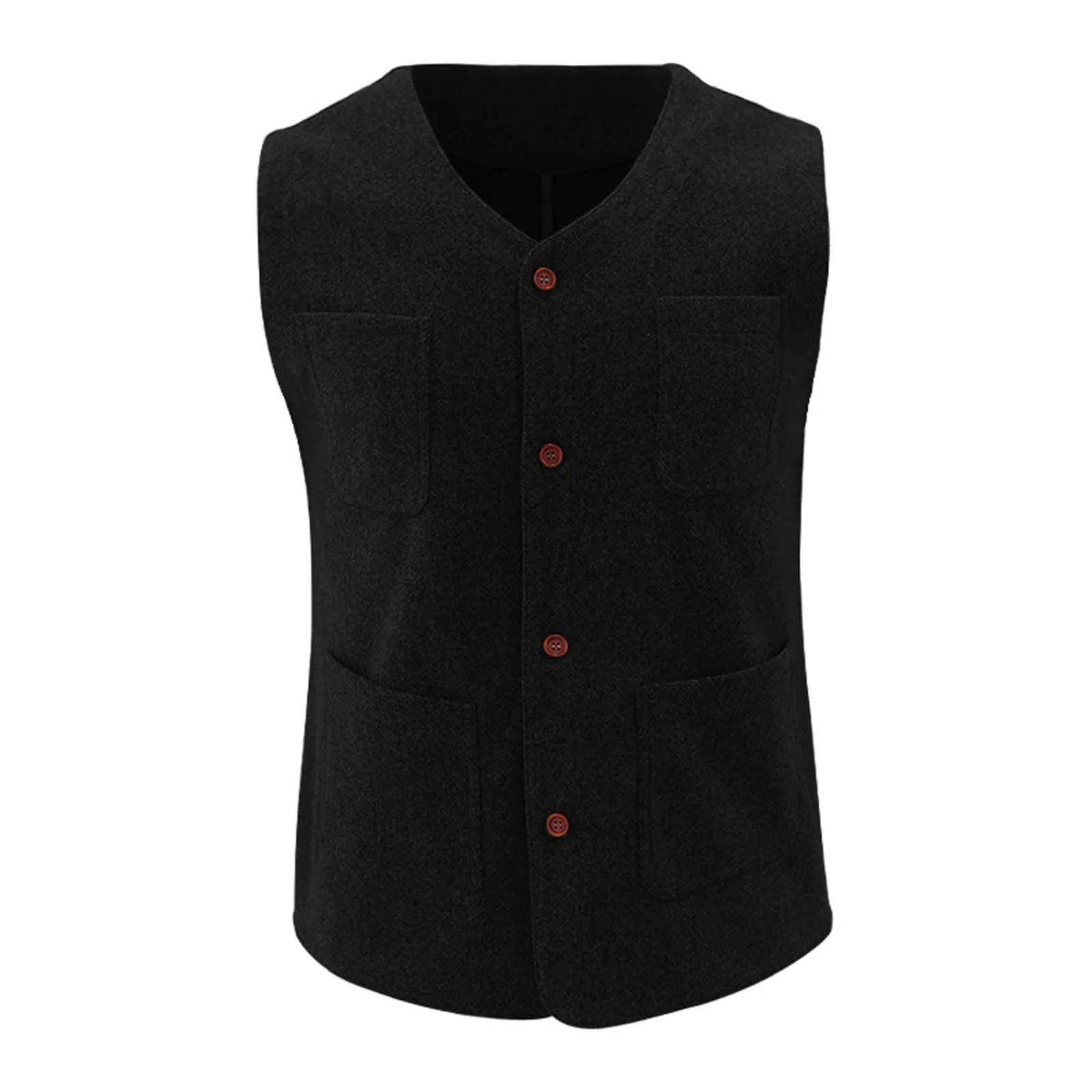 Generisch Gilet da uomo slim fit, colletto alto, X02 nero, XL - immagine 4