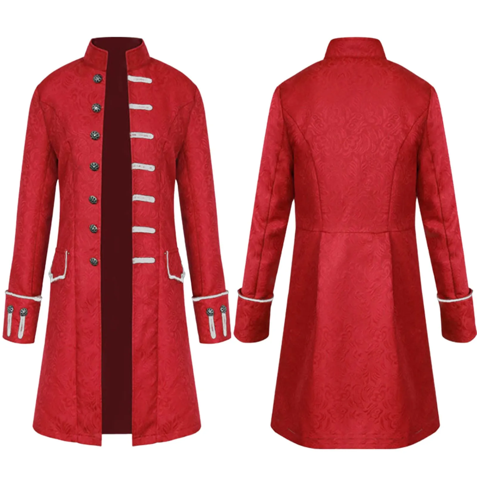 Duohropke Giacca Uomo Vittoriana Industriale Steampunk Gotica, Rosso, 4XL - immagine 5