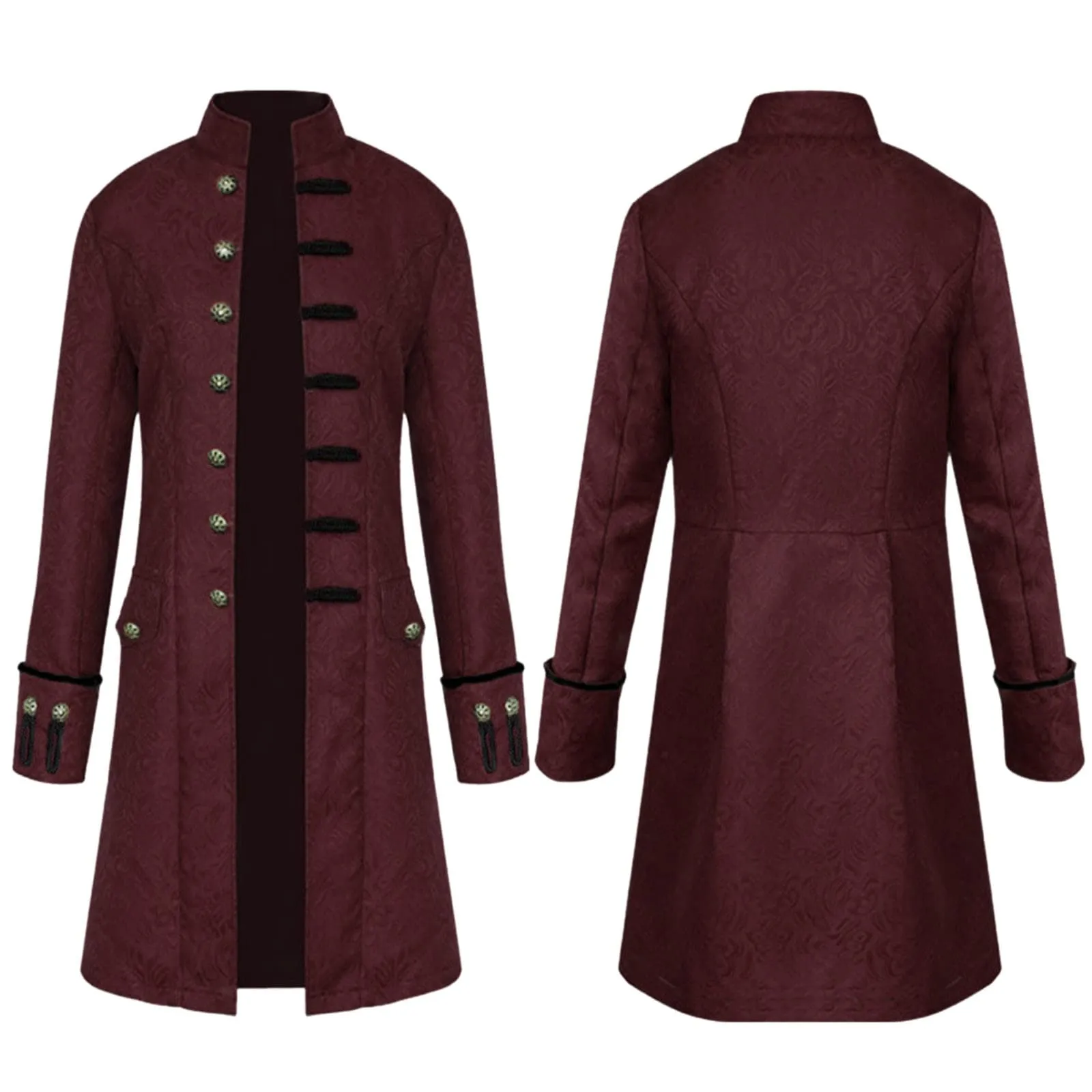 Duohropke Giacca da Uomo Vittoriana Steampunk Gotica, Vino, XXL - immagine 6