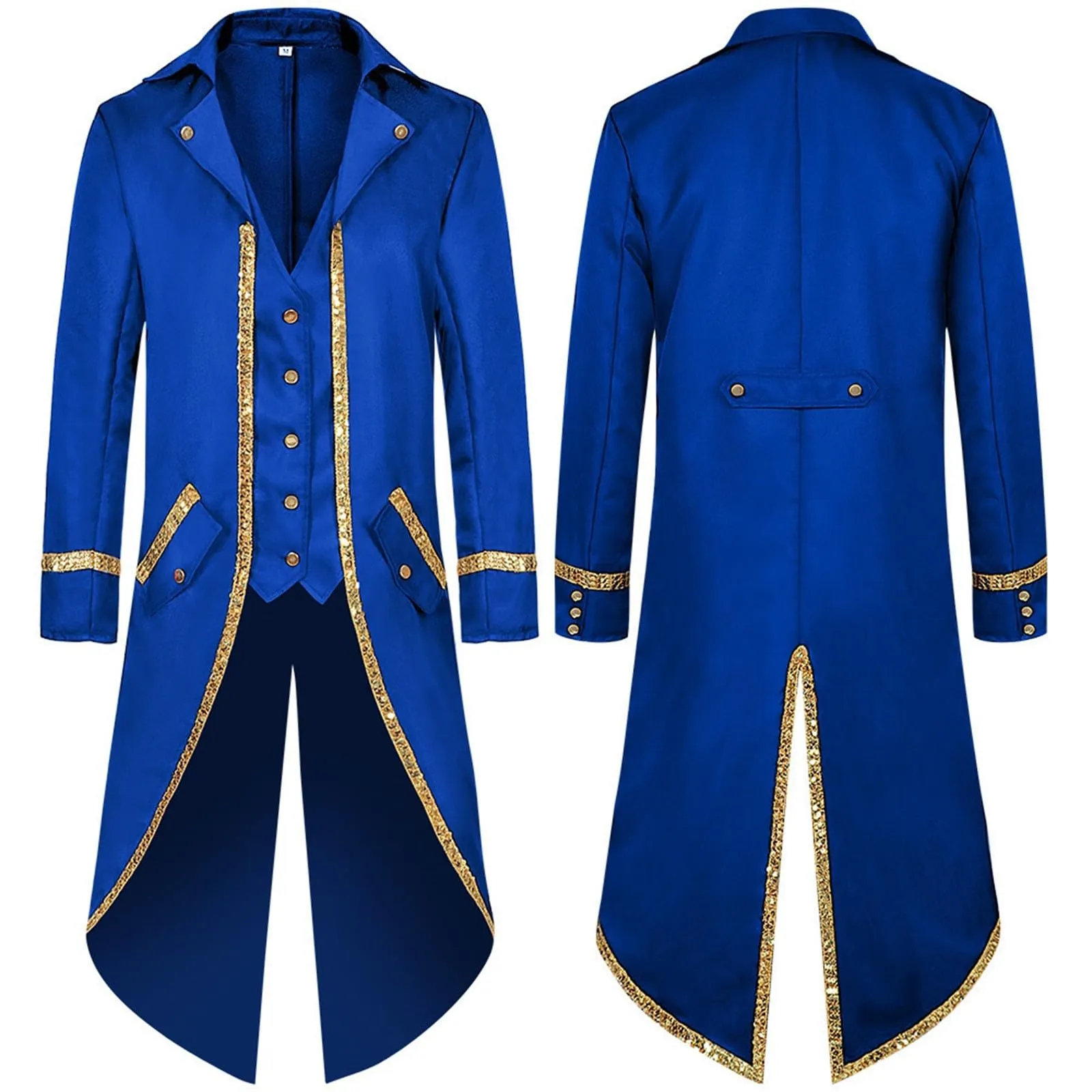 Duohropke Giacca da Uomo Vittoriana Steampunk Gotica, Blu, XXL - immagine 2