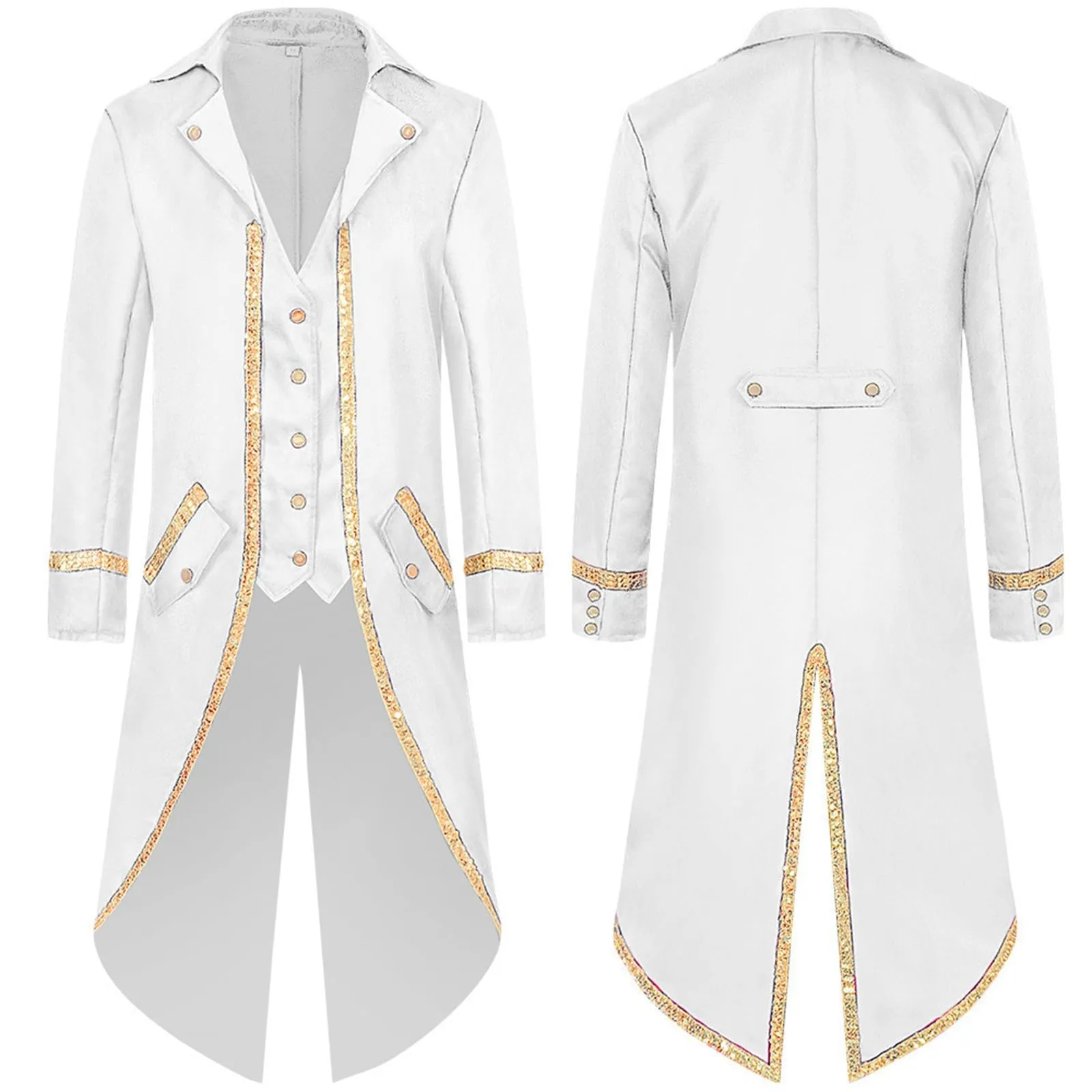 Duohropke Giacca da Uomo Vittoriana Steampunk Gotica, Bianco, 3XL - immagine 2