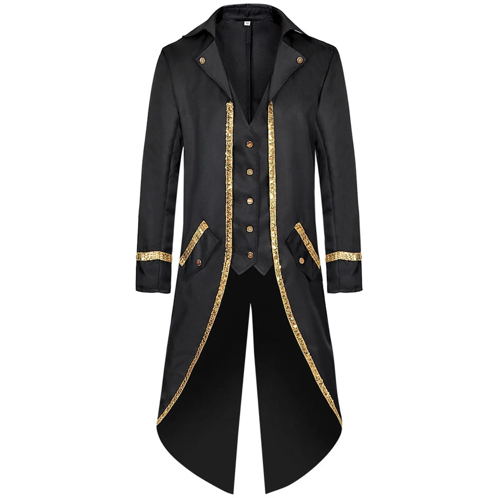 Duohropke Giacca da Uomo Vittoriana Steampunk Gotica, Nero, L - immagine 1
