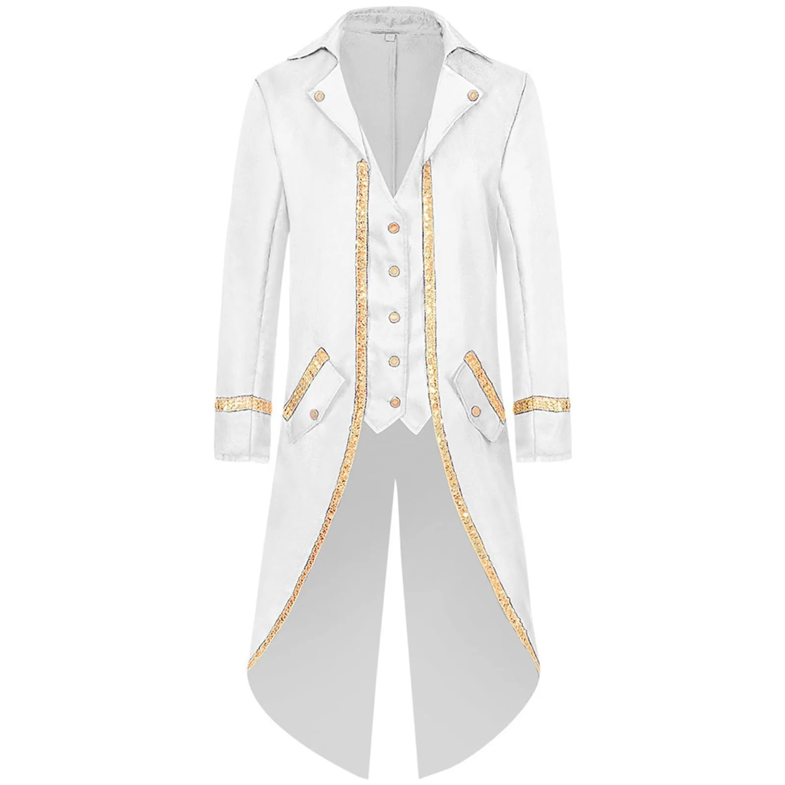Duohropke Giacca da Uomo Vittoriana Steampunk Gotica, Bianco, L - immagine 1