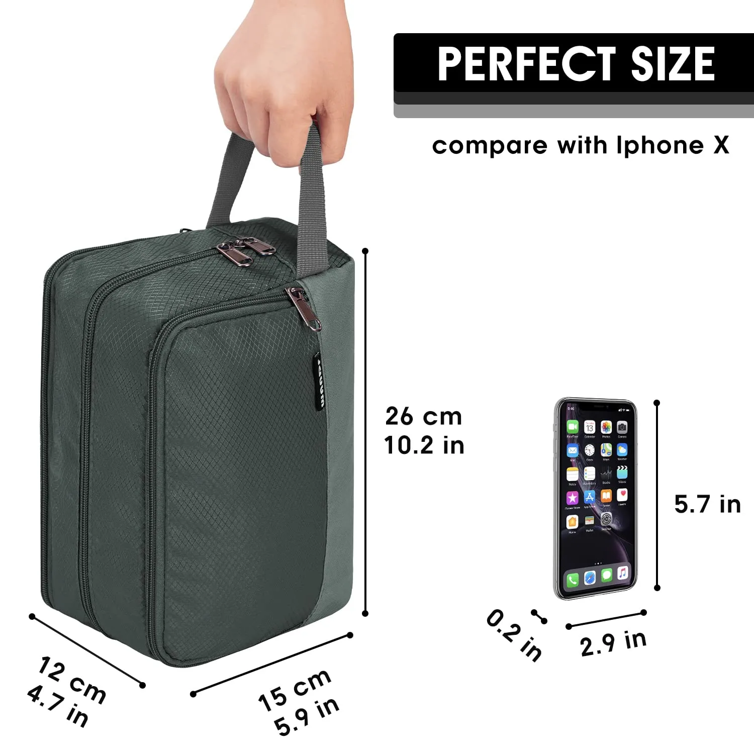WANDF Cosmetic Toiletry Bag for Men & Women, A-Pure Grey - immagine 5