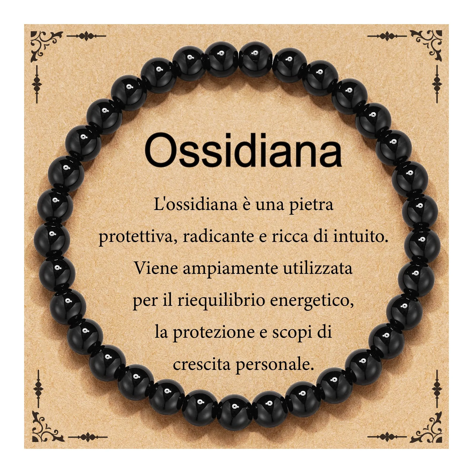 Aretas Bracciale in perline di cristallo e pietra naturale per donna, Taglia Unica - immagine 1