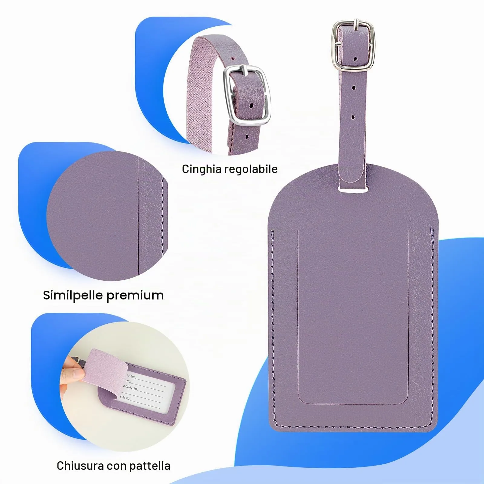 AiQInu Etichette per Valigie in PU, 3 Pezzi - immagine 2