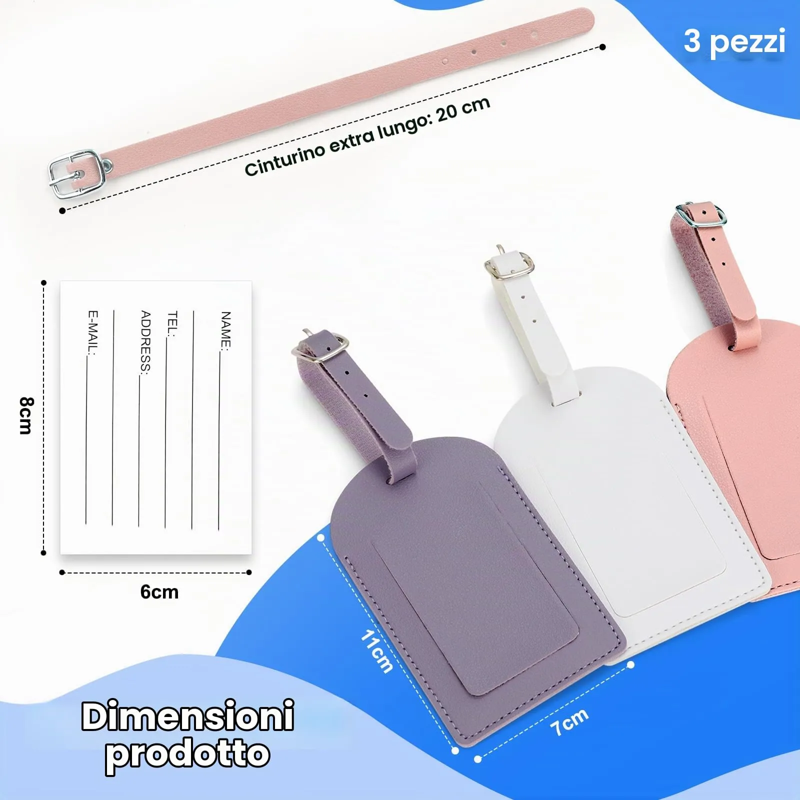 AiQInu Etichette per Valigie in PU, 3 Pezzi - immagine 4