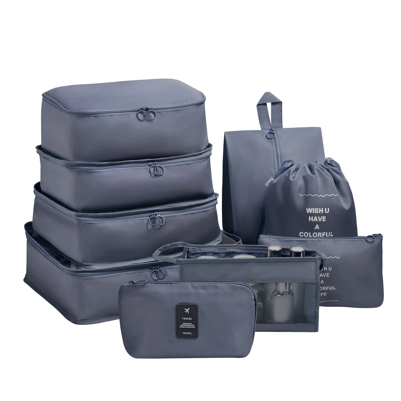 OSDUE Set Organizer da Viaggio 9 Pezzi, Grigio - immagine 9