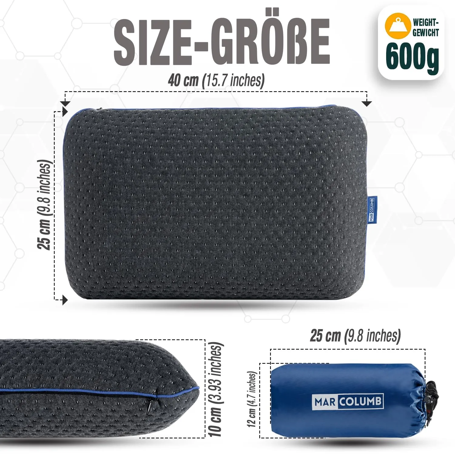 Marcolumb Cuscino da viaggio in memory foam con federa termoregolante e borsa impermeabile - immagine 3