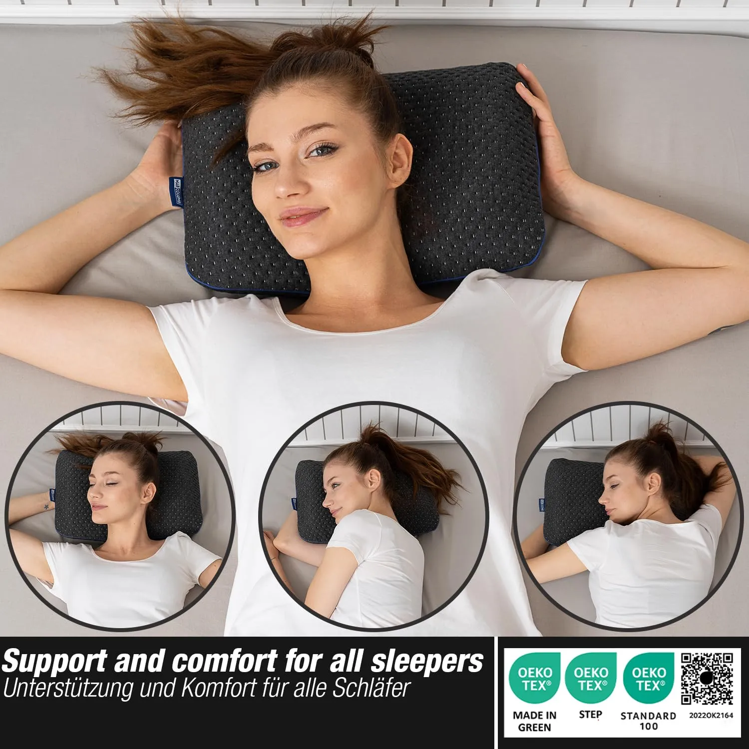 Marcolumb Cuscino da viaggio in memory foam con federa termoregolante e borsa impermeabile - immagine 5