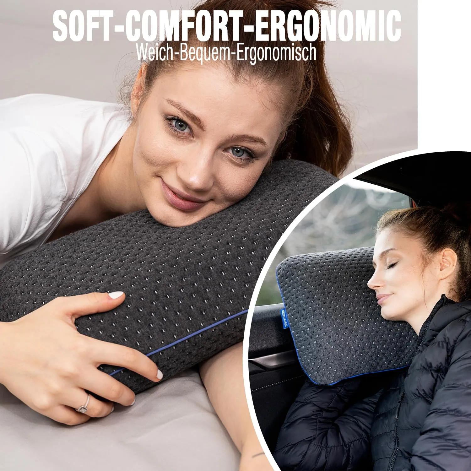 Marcolumb Cuscino da viaggio in memory foam con federa termoregolante e borsa impermeabile - immagine 8