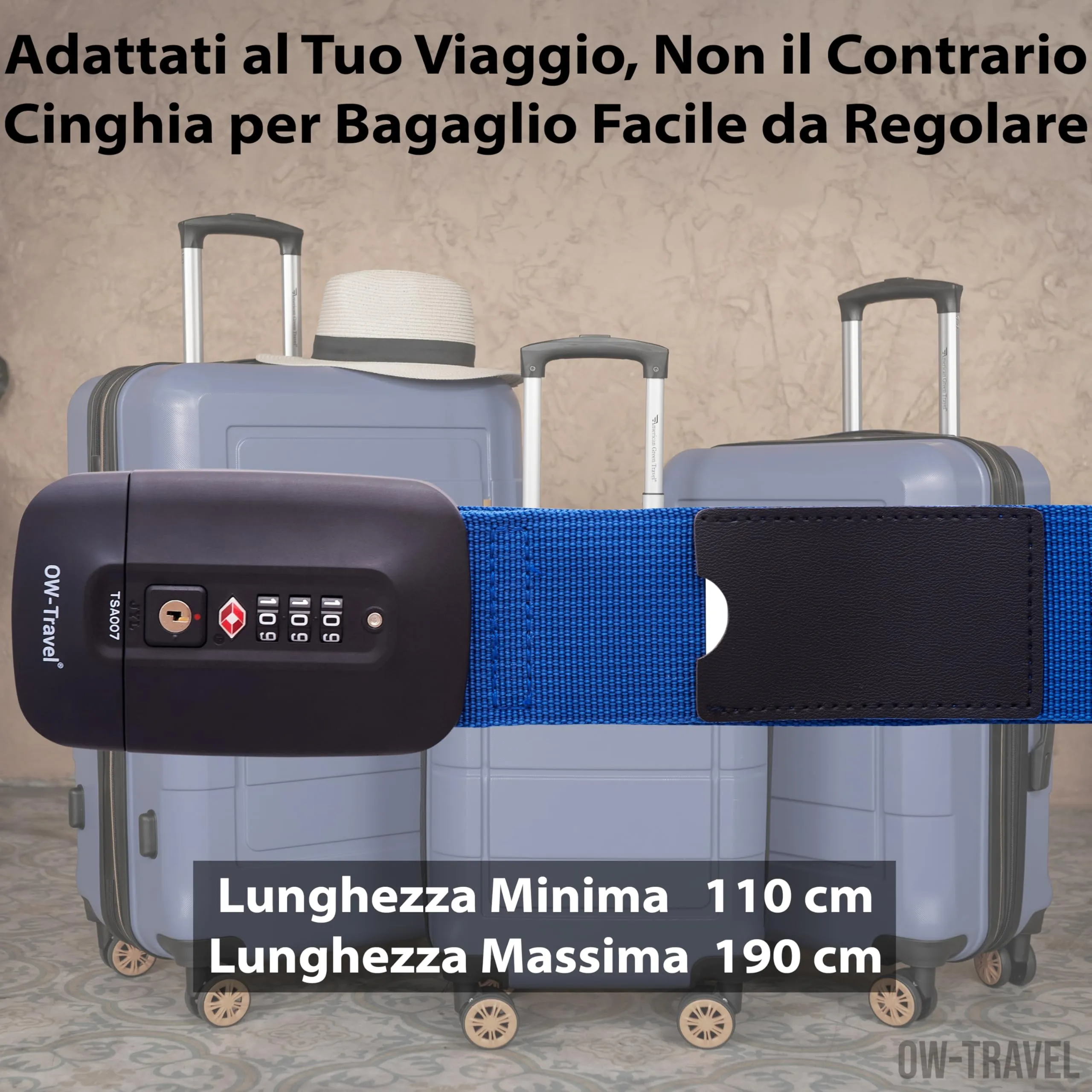 OW-Travel Cinghia per Valigia TSA, Blu Scuro - immagine 5