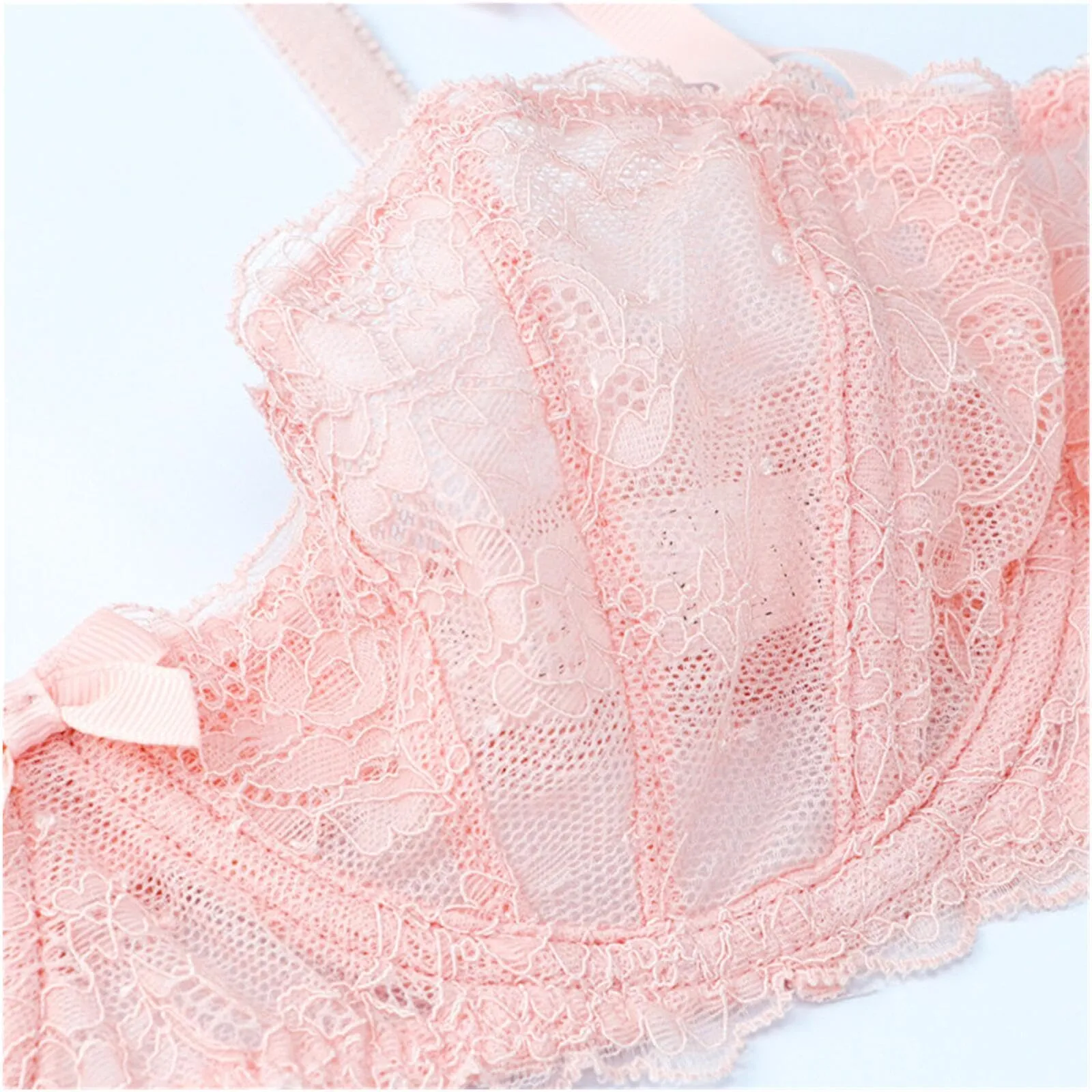 HLYLDL Reggiseno Bralette a Balconcino in Pizzo Taglie Forti Push Up con Ferretto - immagine 4
