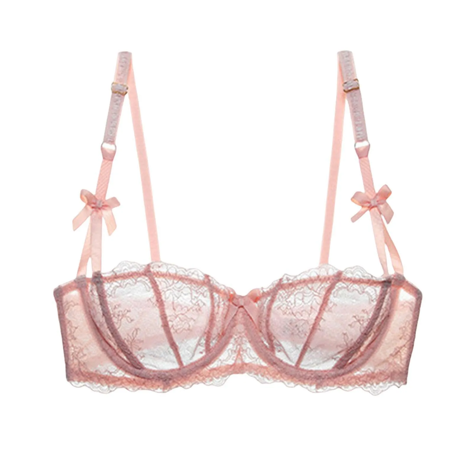 HLYLDL Reggiseno Bralette a Balconcino in Pizzo Taglie Forti Push Up con Ferretto - immagine 1