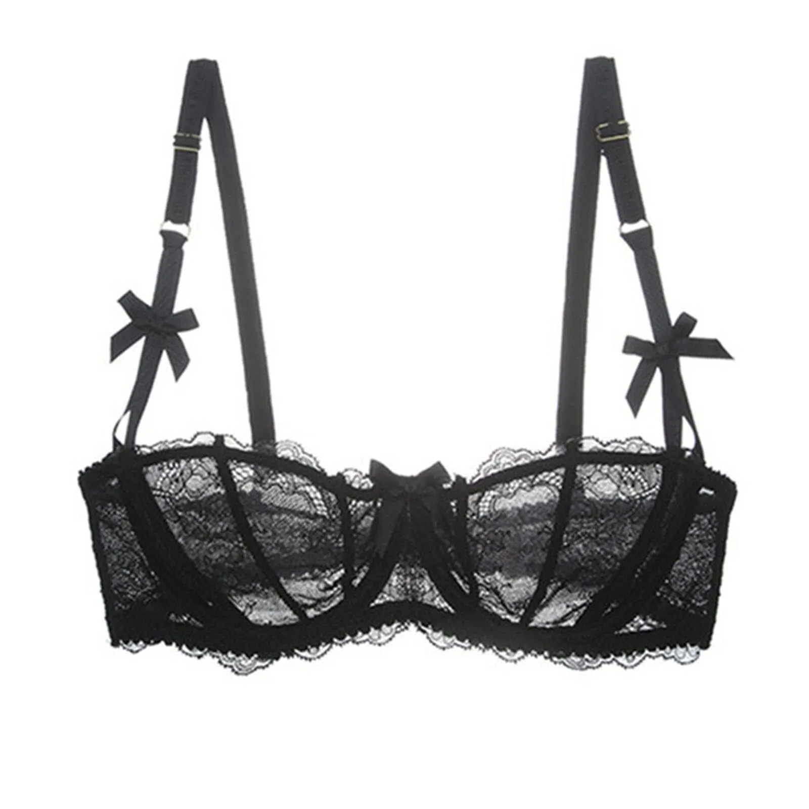 HLYLDL Reggiseno Bralette a Balconcino in Pizzo Taglie Forti Push Up con Ferretto - immagine 5