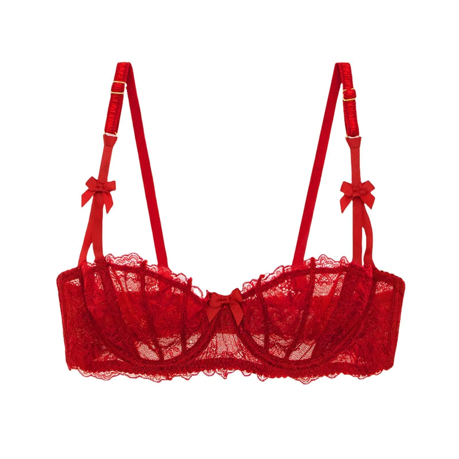 HLYLDL Reggiseno Bralette a Balconcino in Pizzo Taglie Forti Push Up con Ferretto - immagine 4