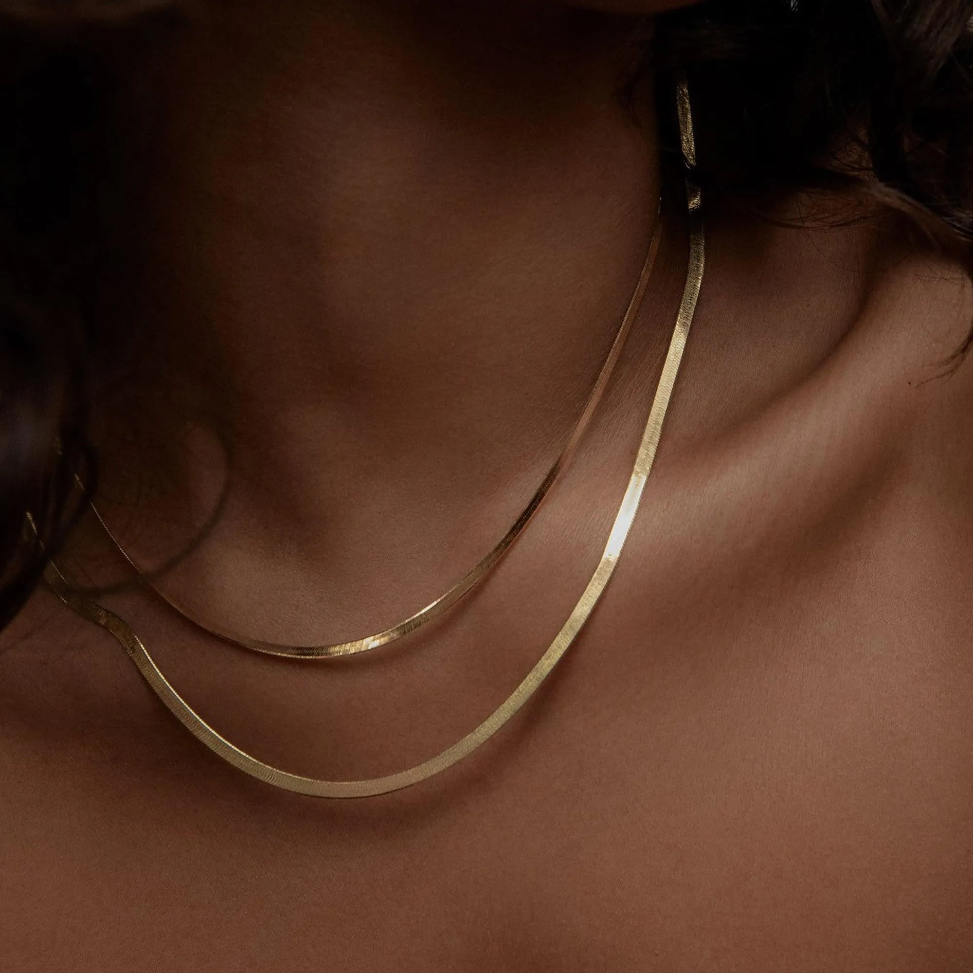 BodyBonita Collana a Spina di Pesce Donna, Argento Sterling 925 Placcato Oro 16K, 3mm, 14 Pollici - immagine 5