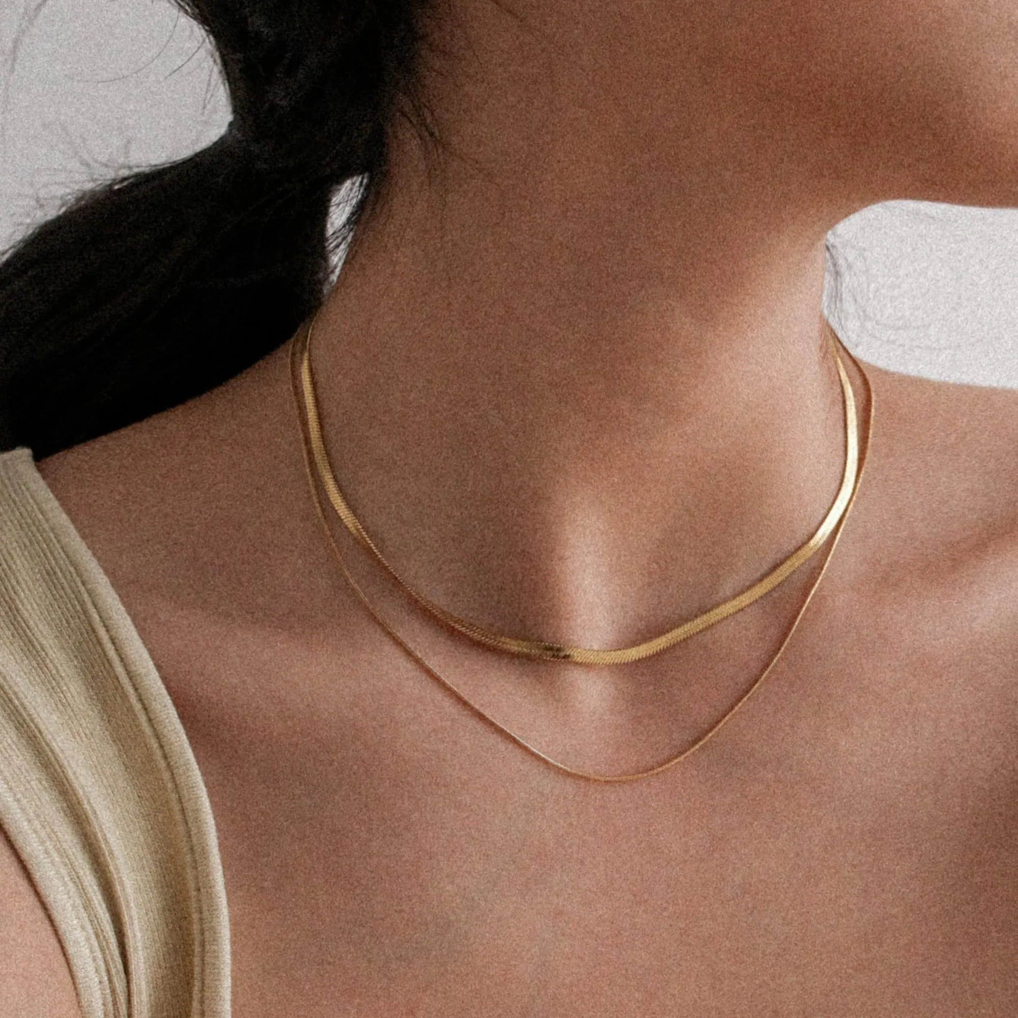 BodyBonita Collana a Spina di Pesce Donna, Argento Sterling 925 Placcato Oro 16K, 3mm, 14 Pollici - immagine 6