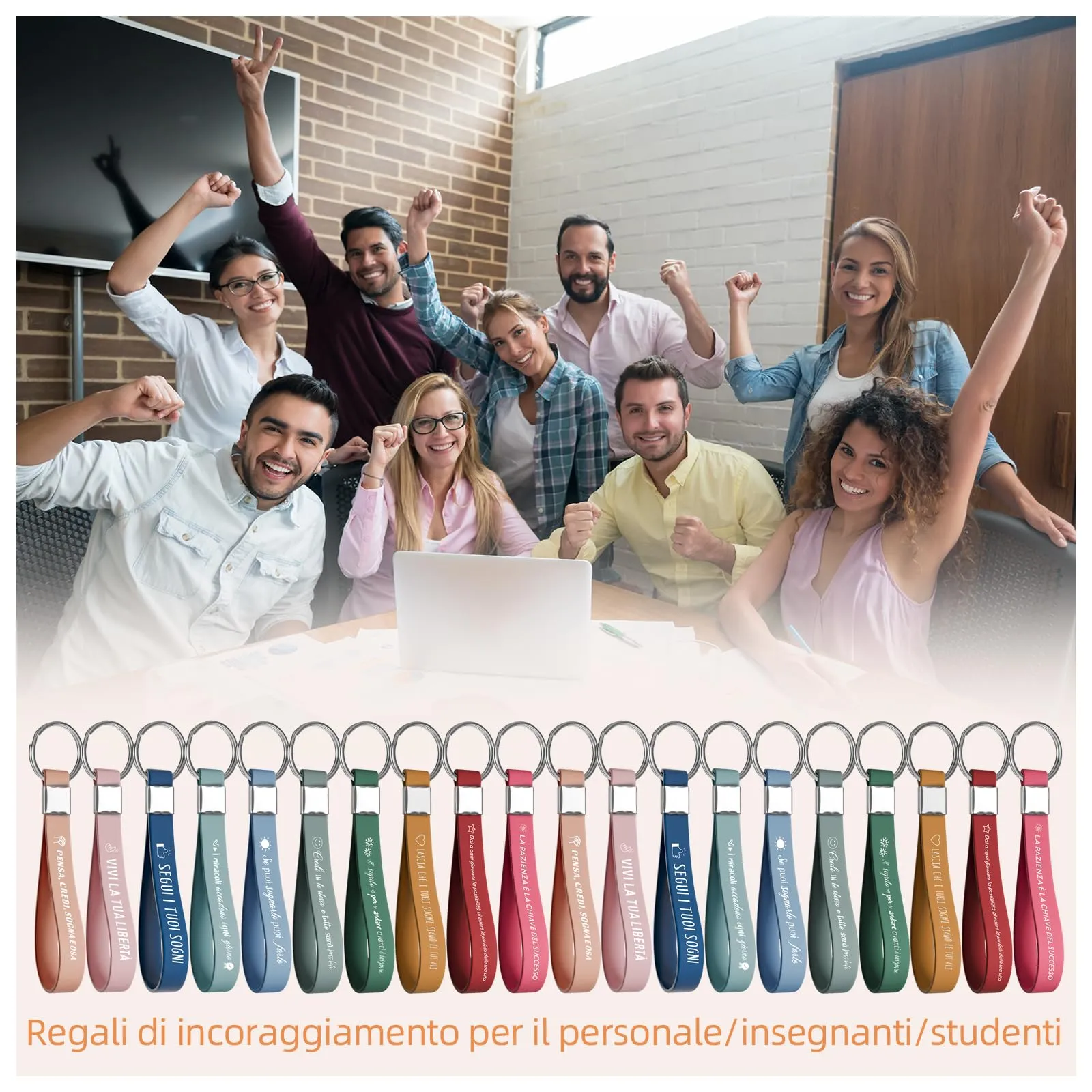 Yuecda Portachiavi Motivazionali in Silicone con Testo in Italiano, Multicolore (40 pezzi) - immagine 5
