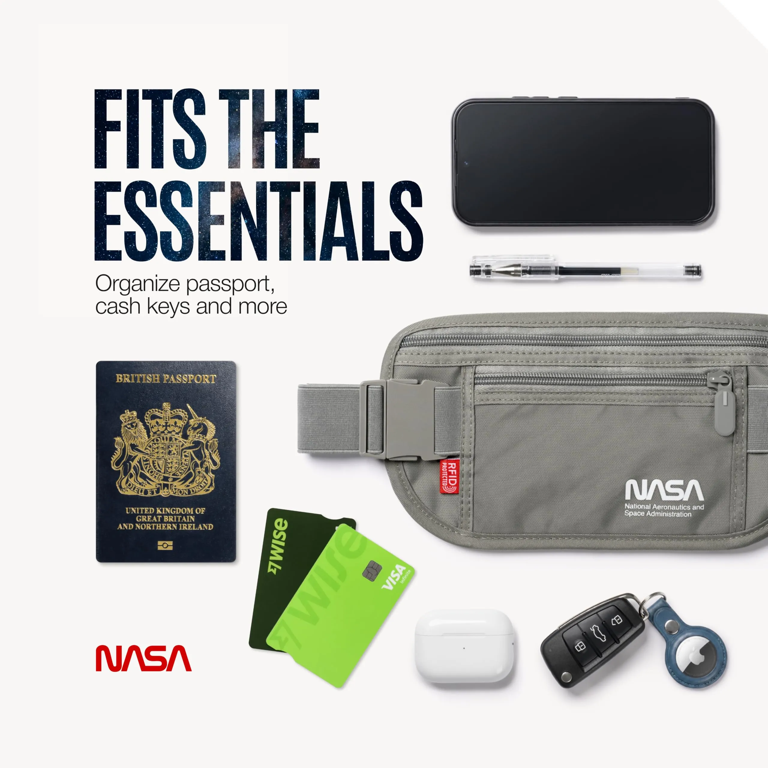 American Logic NASA Marsupio Ultrapiatto RFID Lunar Grey - immagine 3