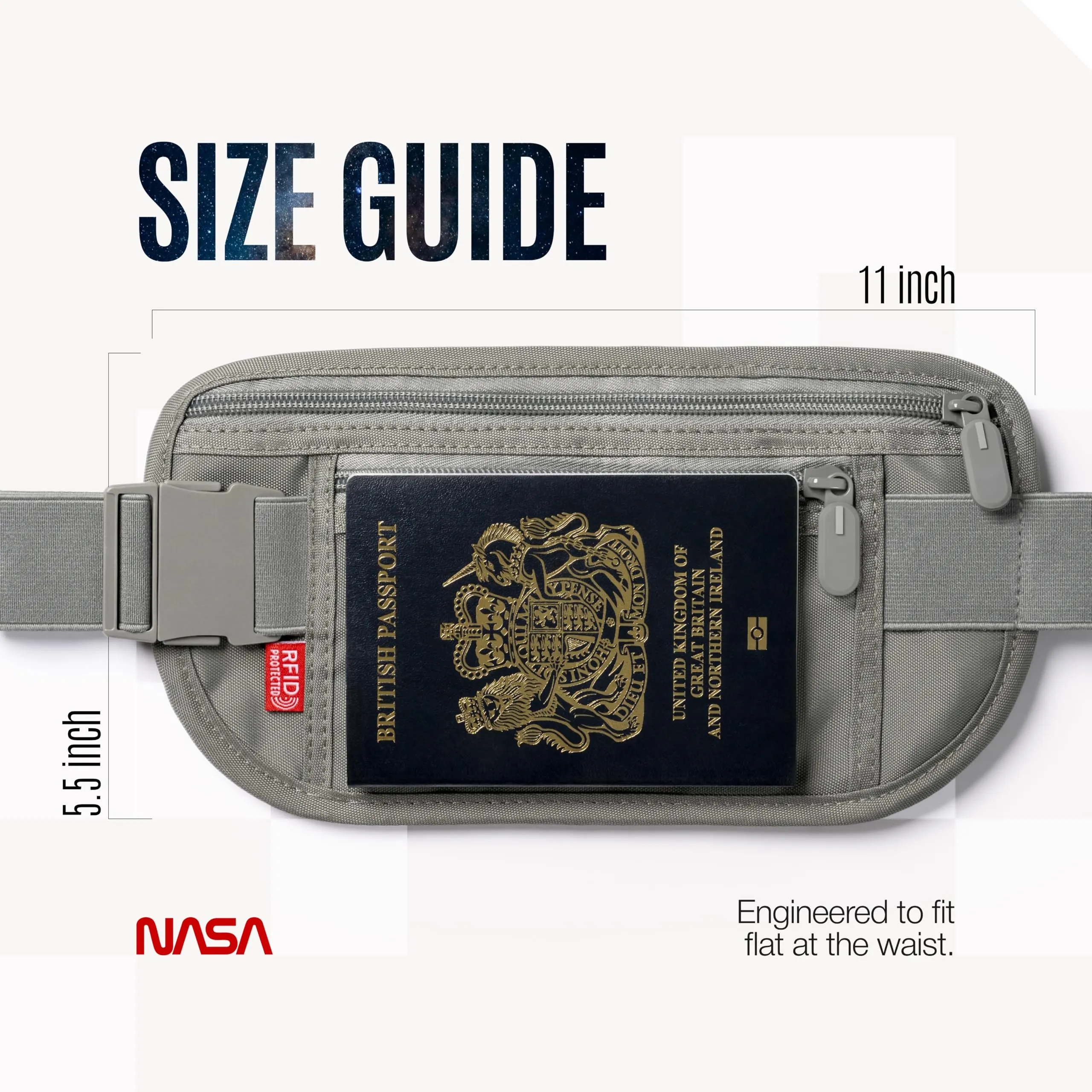 American Logic NASA Marsupio Ultrapiatto RFID Lunar Grey - immagine 4