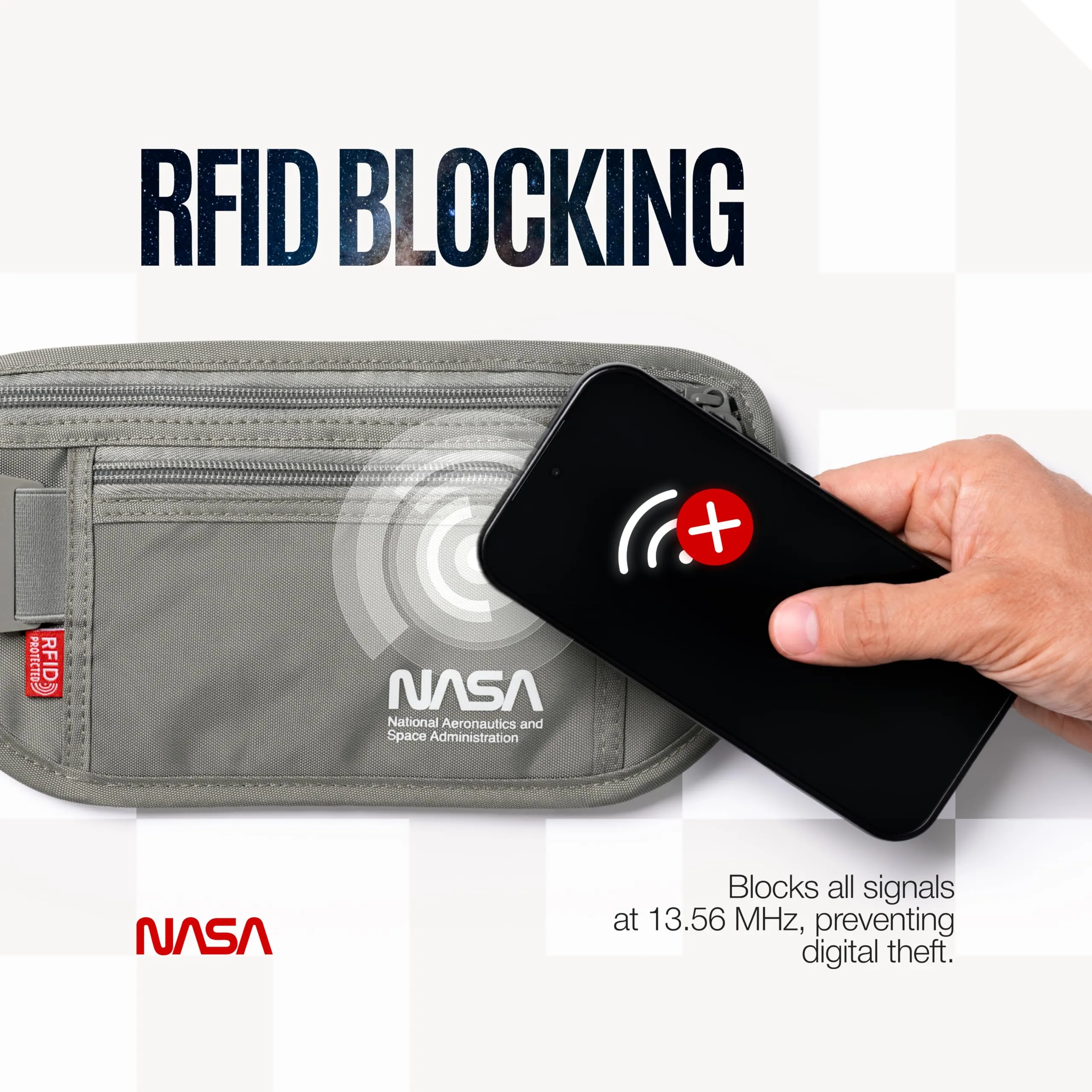 American Logic NASA Marsupio Ultrapiatto RFID Lunar Grey - immagine 5