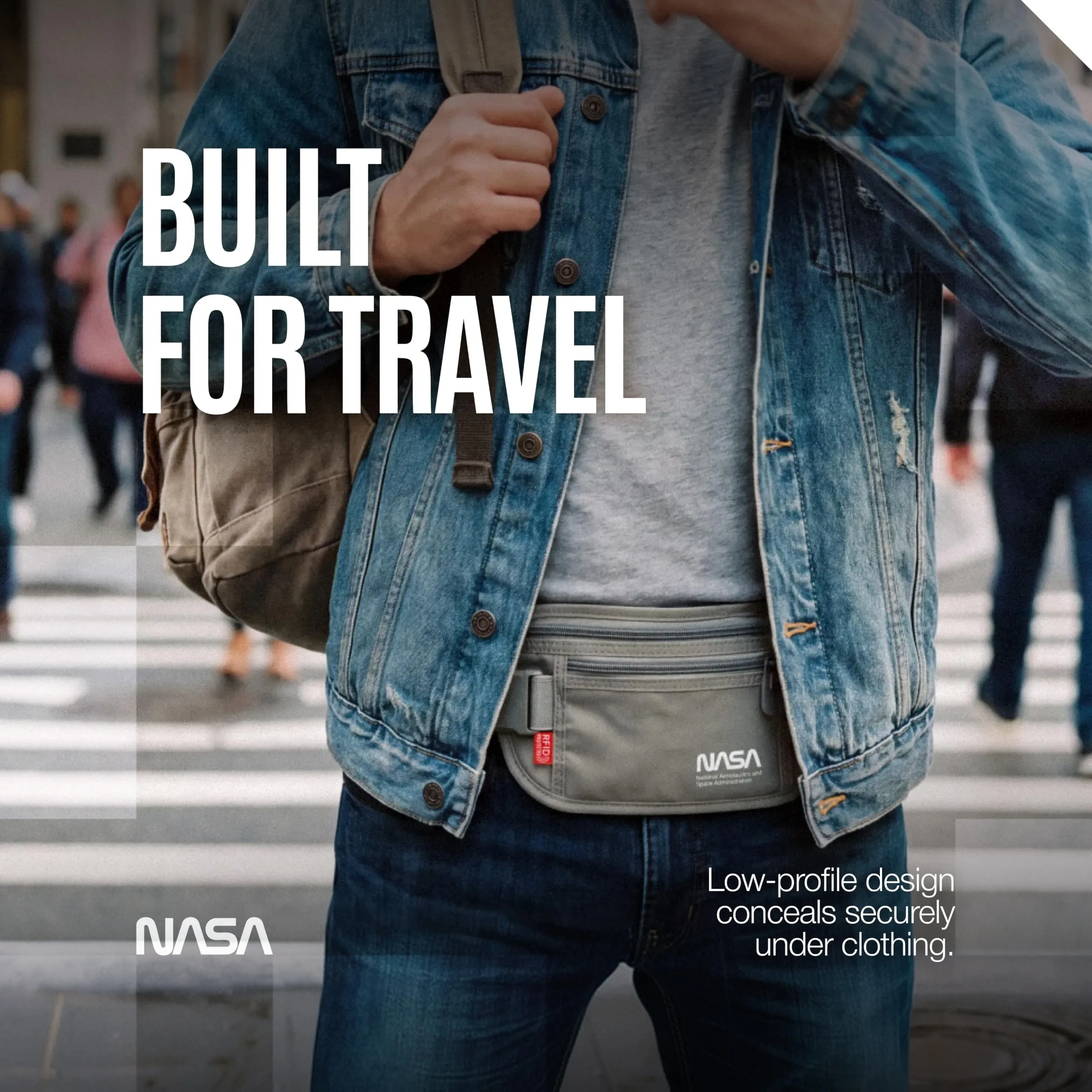 American Logic NASA Marsupio Ultrapiatto RFID Lunar Grey - immagine 6