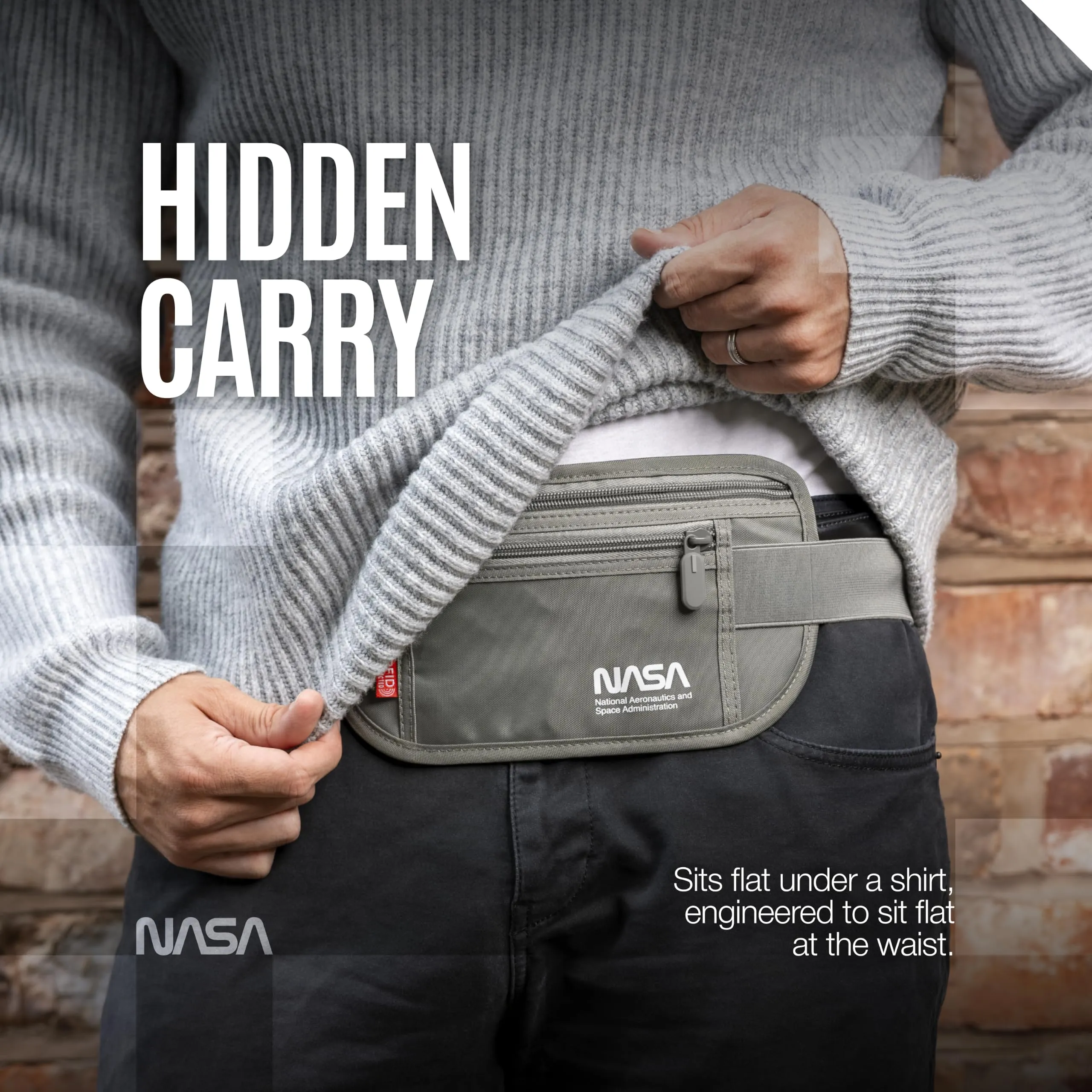 American Logic NASA Marsupio Ultrapiatto RFID Lunar Grey - immagine 9