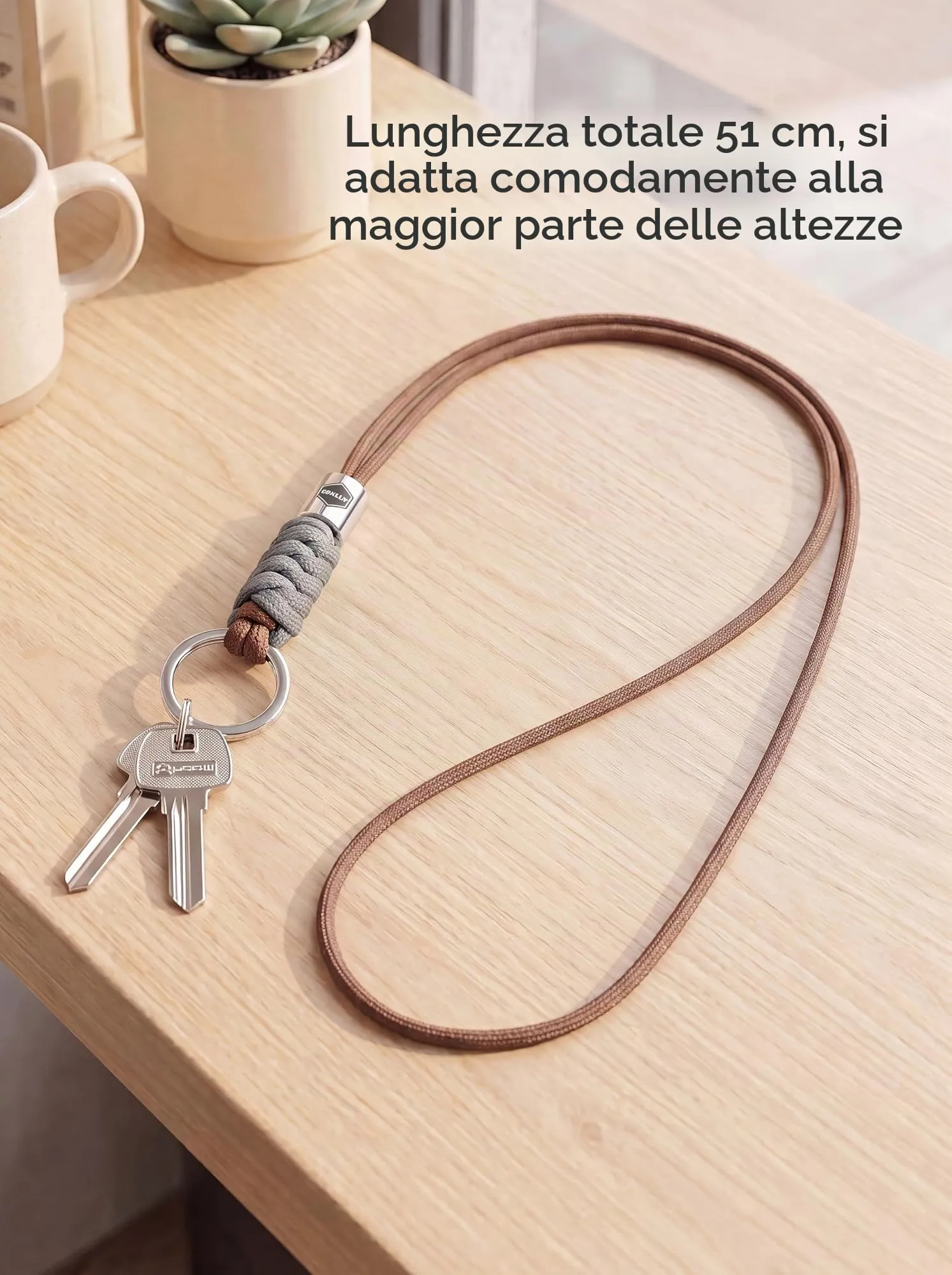 SENLLY Portachiavi da Collo in Paracord e Acciaio Inossidabile per Chiavi, Badge e Cellulare - immagine 4