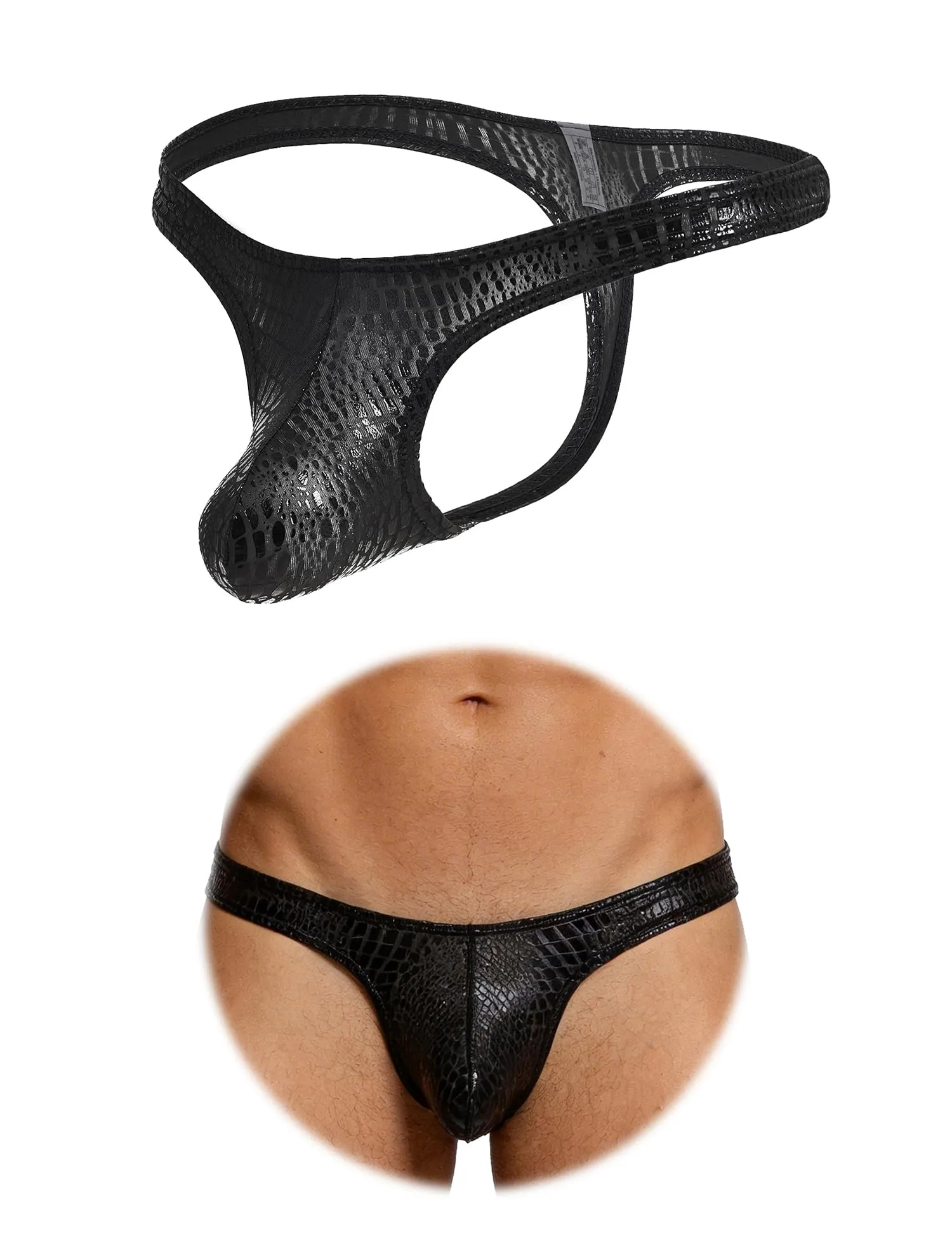 sunshinelady Perizoma da uomo a vita bassa senza cuciture motivo serpente nero XL - immagine 1