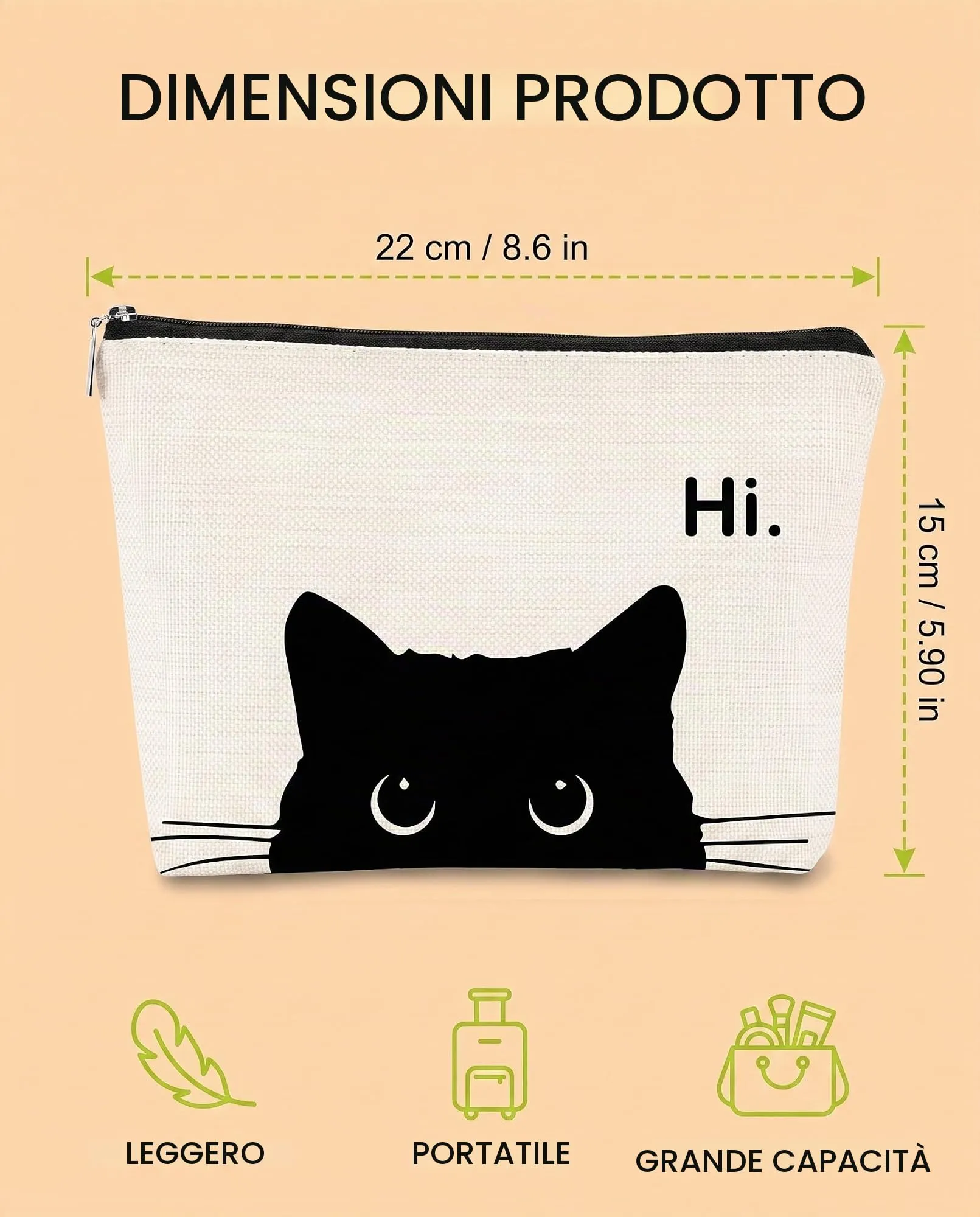 GONZTEL Trousse Trucchi Donna Gatto, Beauty Case da Viaggio con Cerniera, Organizer Borsa Porta Cosmetici - immagine 2