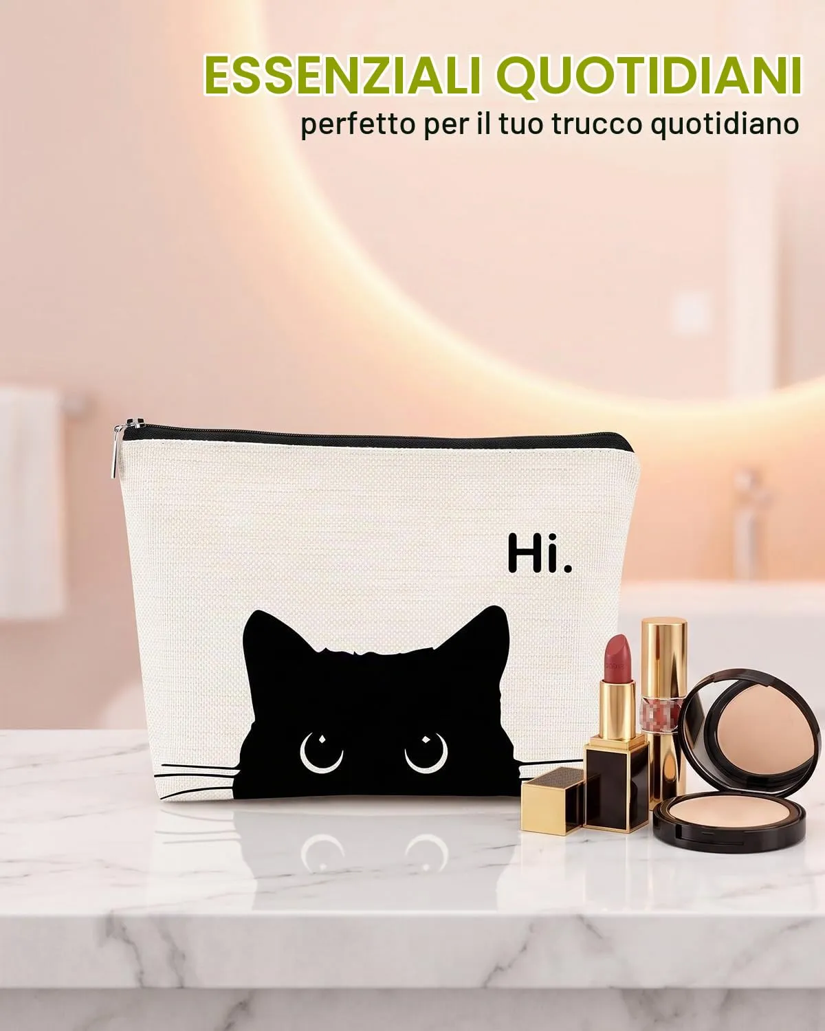 GONZTEL Trousse Trucchi Donna Gatto, Beauty Case da Viaggio con Cerniera, Organizer Borsa Porta Cosmetici - immagine 5